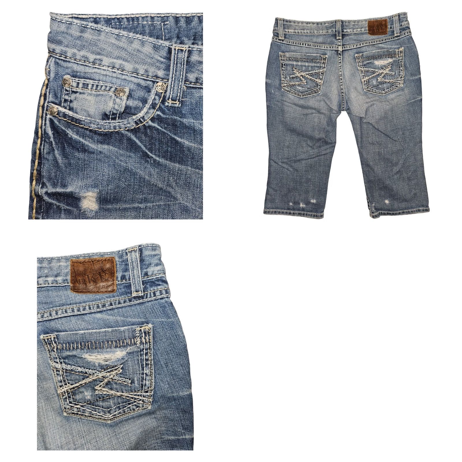 Vintage VINTAGE Buckle Bermuda Shorts Women's 26 Blue Denim Embroidered Distressed 5-Pocket Low Rise Inseam 15in Cotton Machine Washable Size 26" / US 2 / IT 38 - 8 Thumbnail