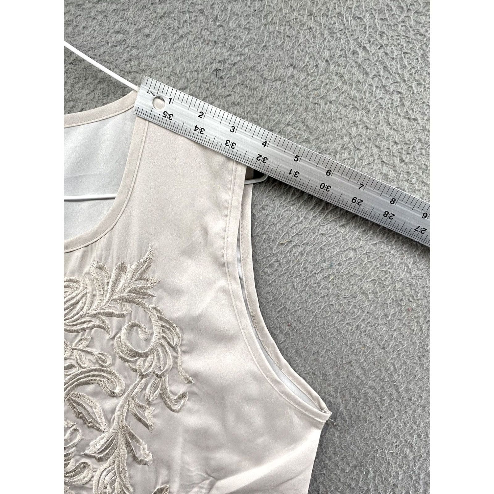 Vintage Hekka Women's Embroidered Sleeveless Dress Scoop Neck Long 3XL Gray Tank Dress Womens Size XXL / US 16-18 / IT 52-54 - 6 Thumbnail