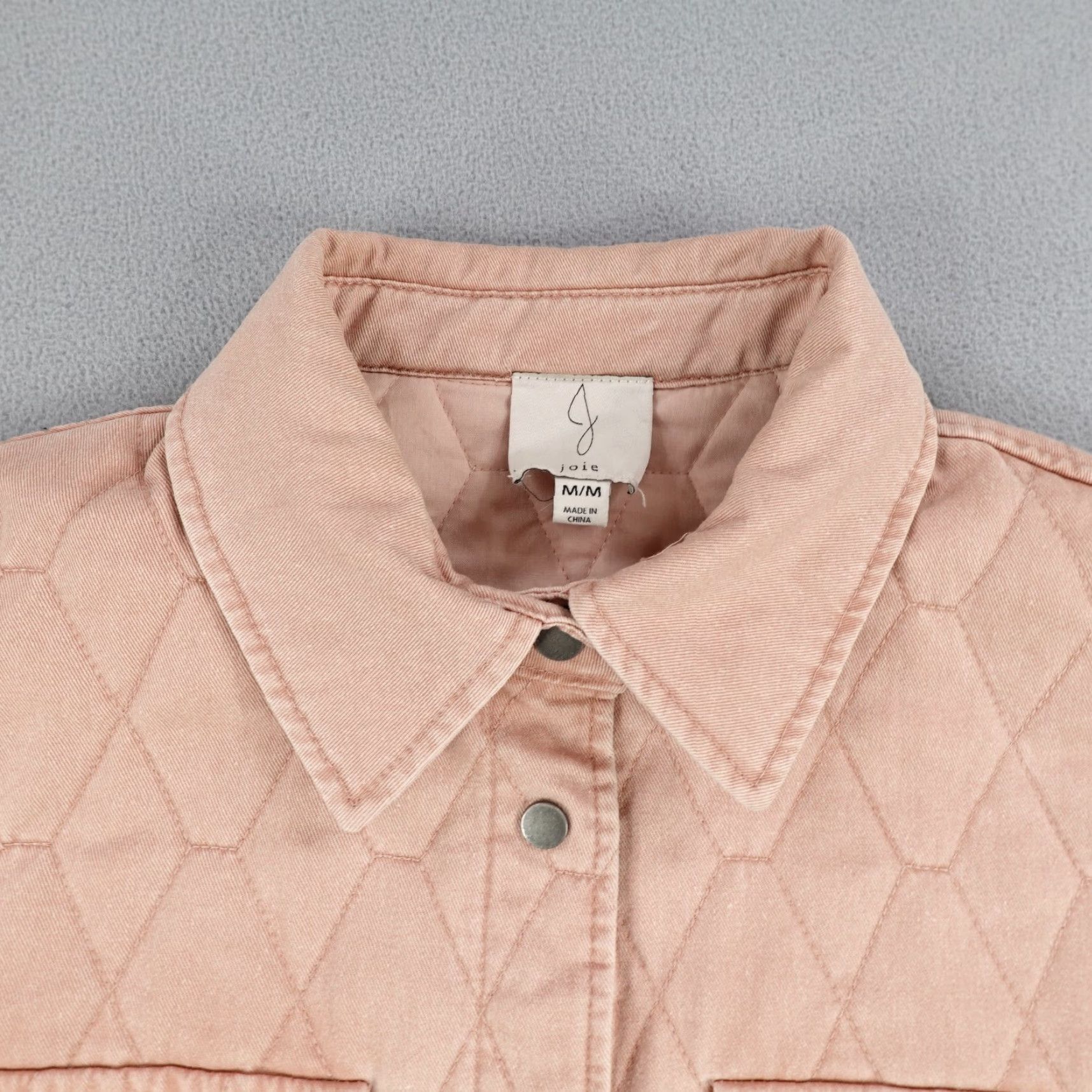 Joie VINTAGE Joie Jacket Womens Medium Pink Quilted Oversized Shacket Snap Button Up Coat Size M / US 6-8 / IT 42-44 - 2 Thumbnail