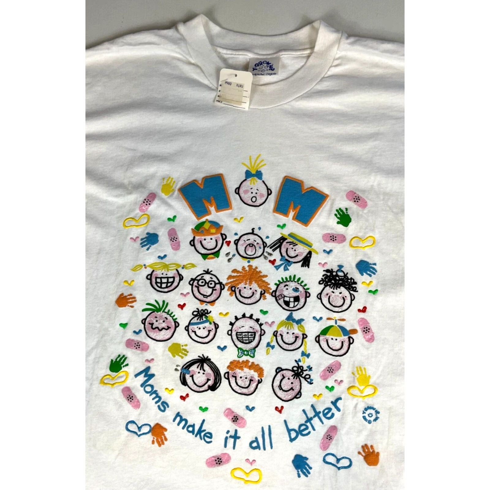 Vintage VINTAGE Y-Grow-Up T-Shirt Unisex Adults 2XL White 100% Cotton Hand Painted 80s MOMs Make it All Better NOS Single Stitch Size XXL / US 16-18 / IT 52-54 - 3 Thumbnail