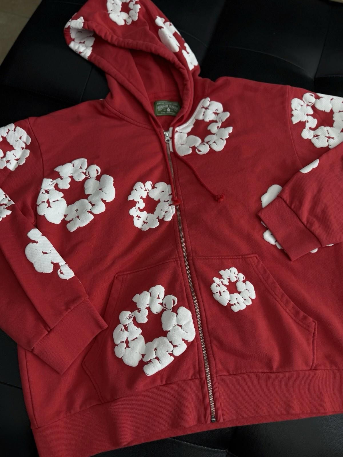 DENIM TEARS Size M - Denim Tears Cotton Wreath Red Zip Up Hoodie
