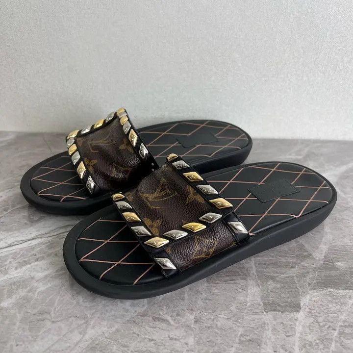 Louis Vuitton Brown Monogram Slide Sandals 0079