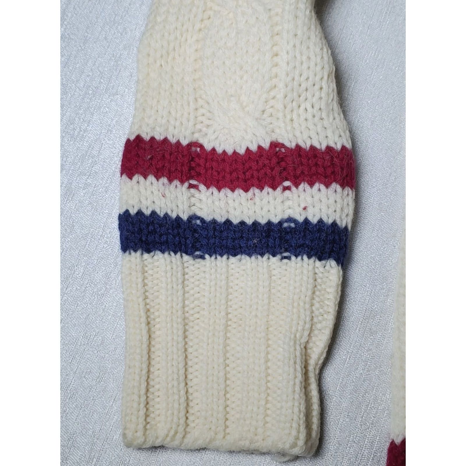 Vintage VTG Items International Fully Fashioned Cable Knit Tennis Cricket Sweater Men S Wool Ivory Striped Preppy 80s Knits Pullover Vintage Mens S Size US S / EU 44-46 / 1 - 5 Thumbnail