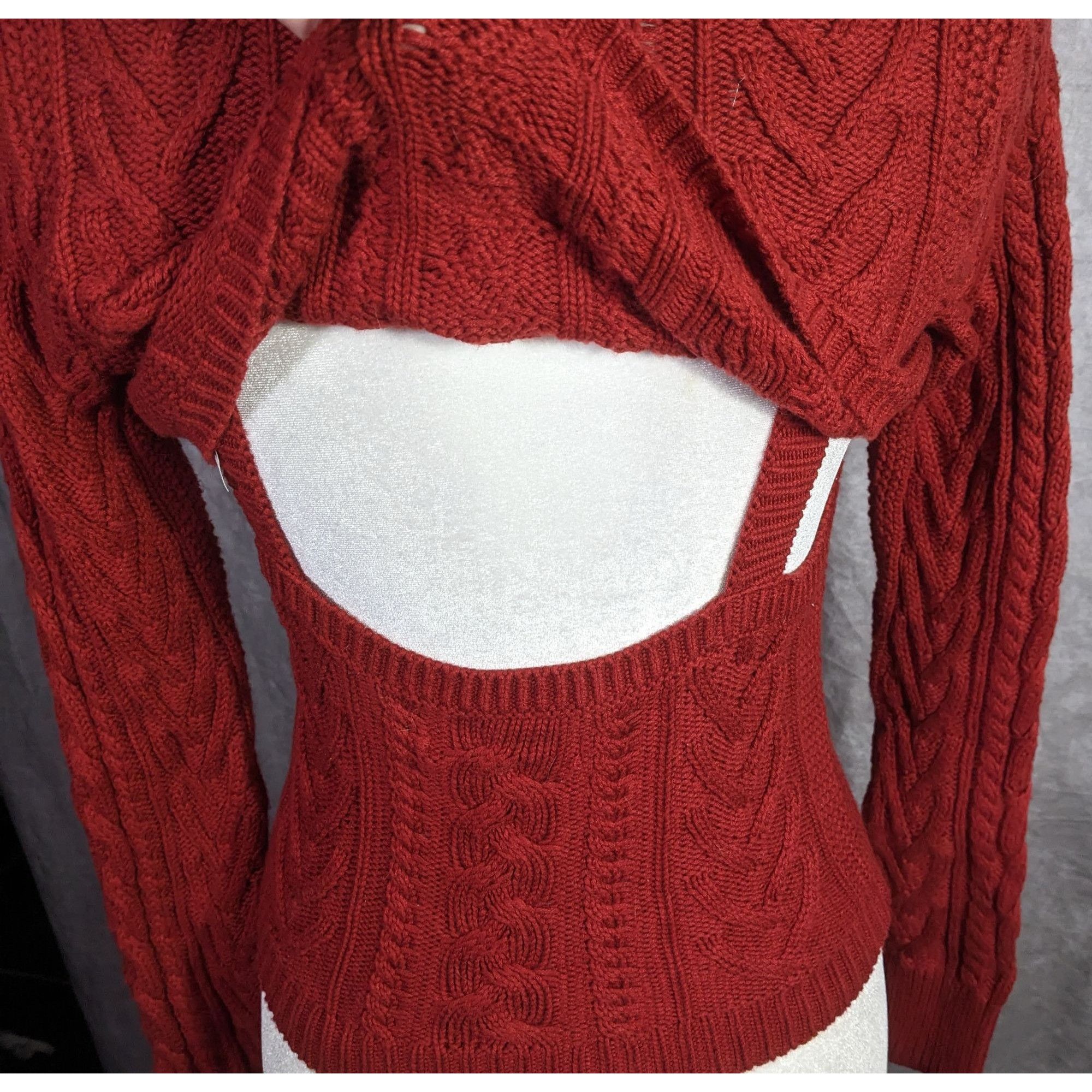 Abercrombie & Fitch Vintage Abercrombie & Fitch Limited Edition Red Cable Knit S Size M / US 6-8 / IT 42-44 - 8 Thumbnail