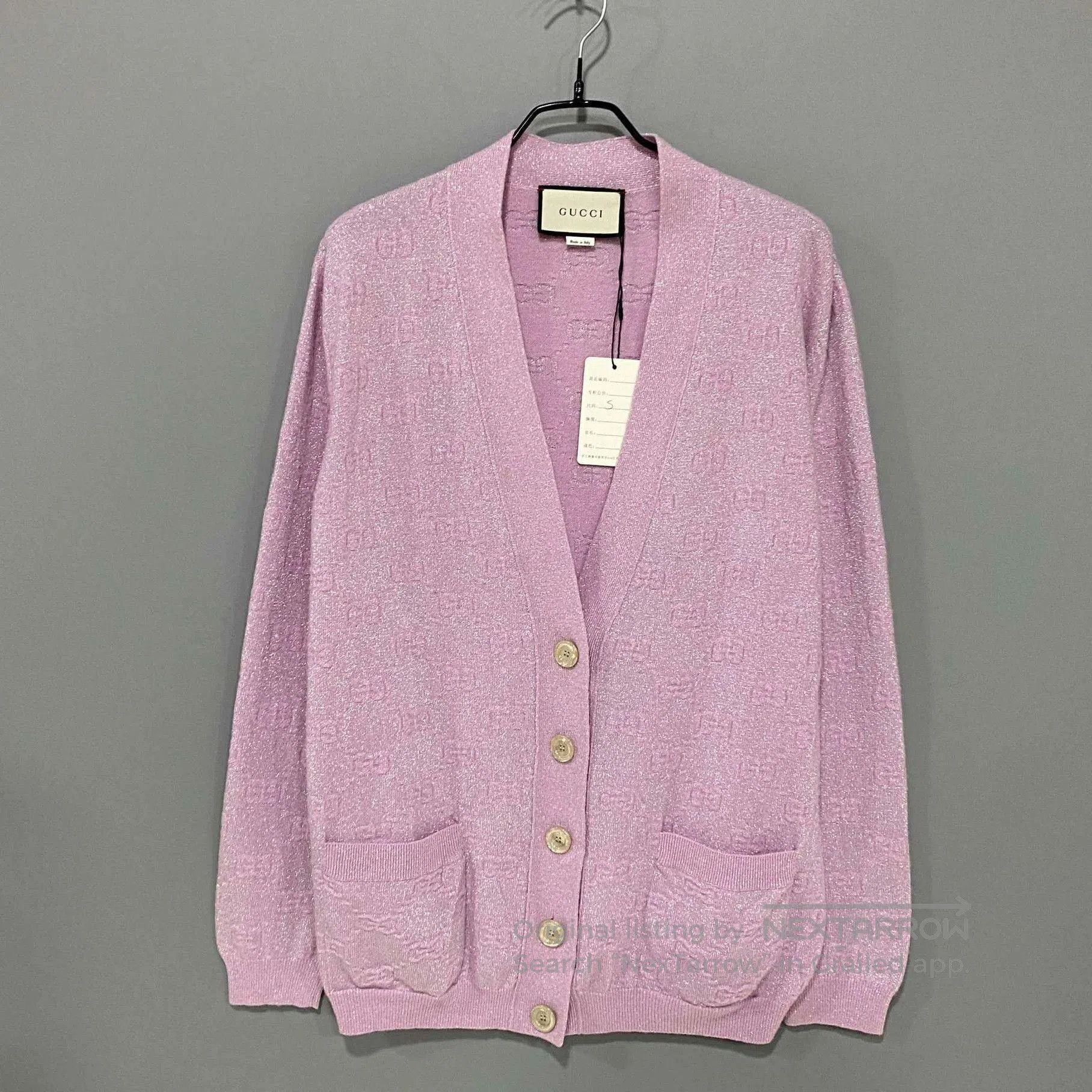 Gucci Gucci Light Purple Silver Thread Cardigan. Size S / US 4 / IT 40 - 1 Thumbnail