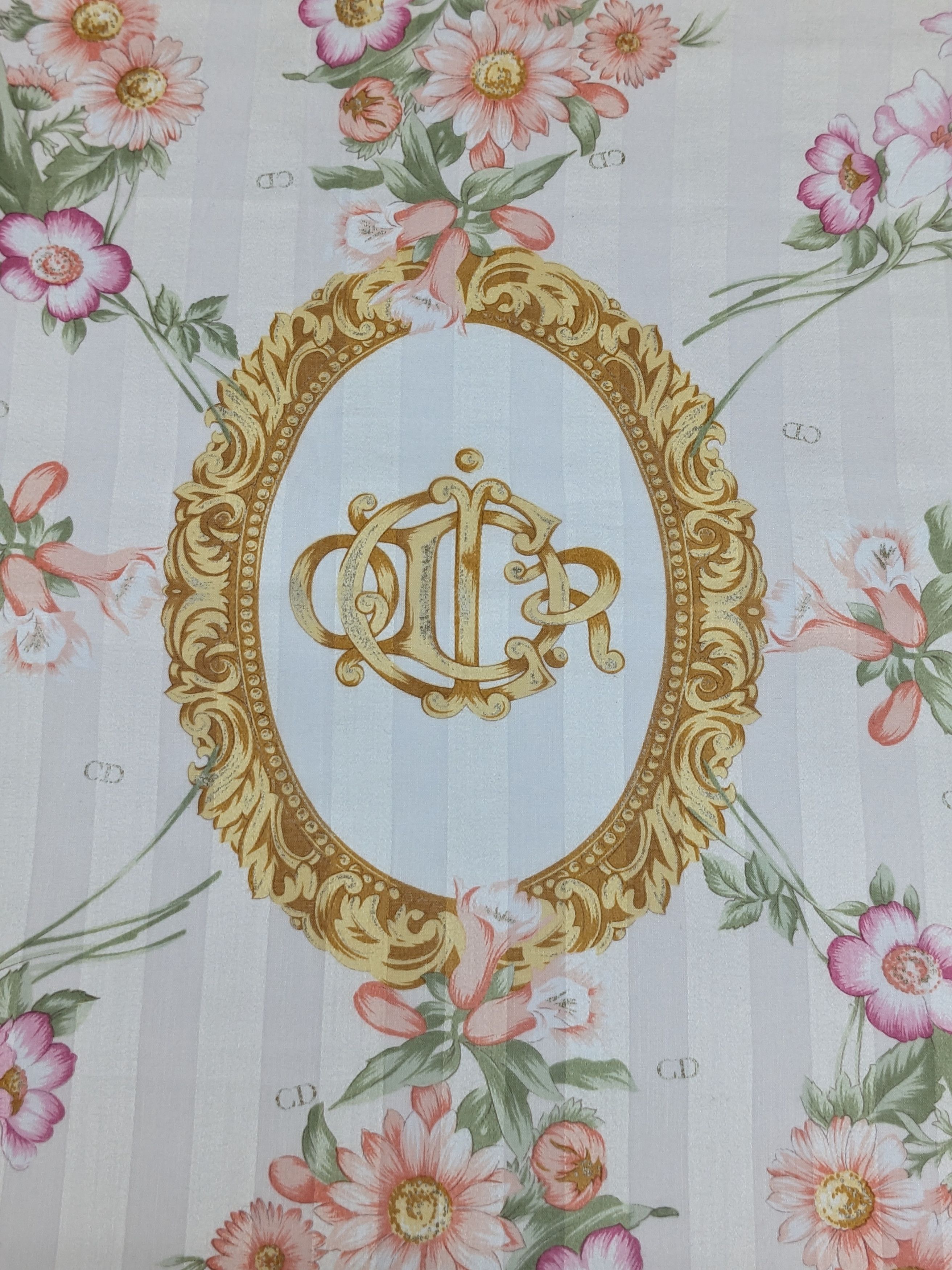 Dior Christian Dior Silk Handkerchief Tulips Floral Baroque Crest Size ONE SIZE - 3 Thumbnail