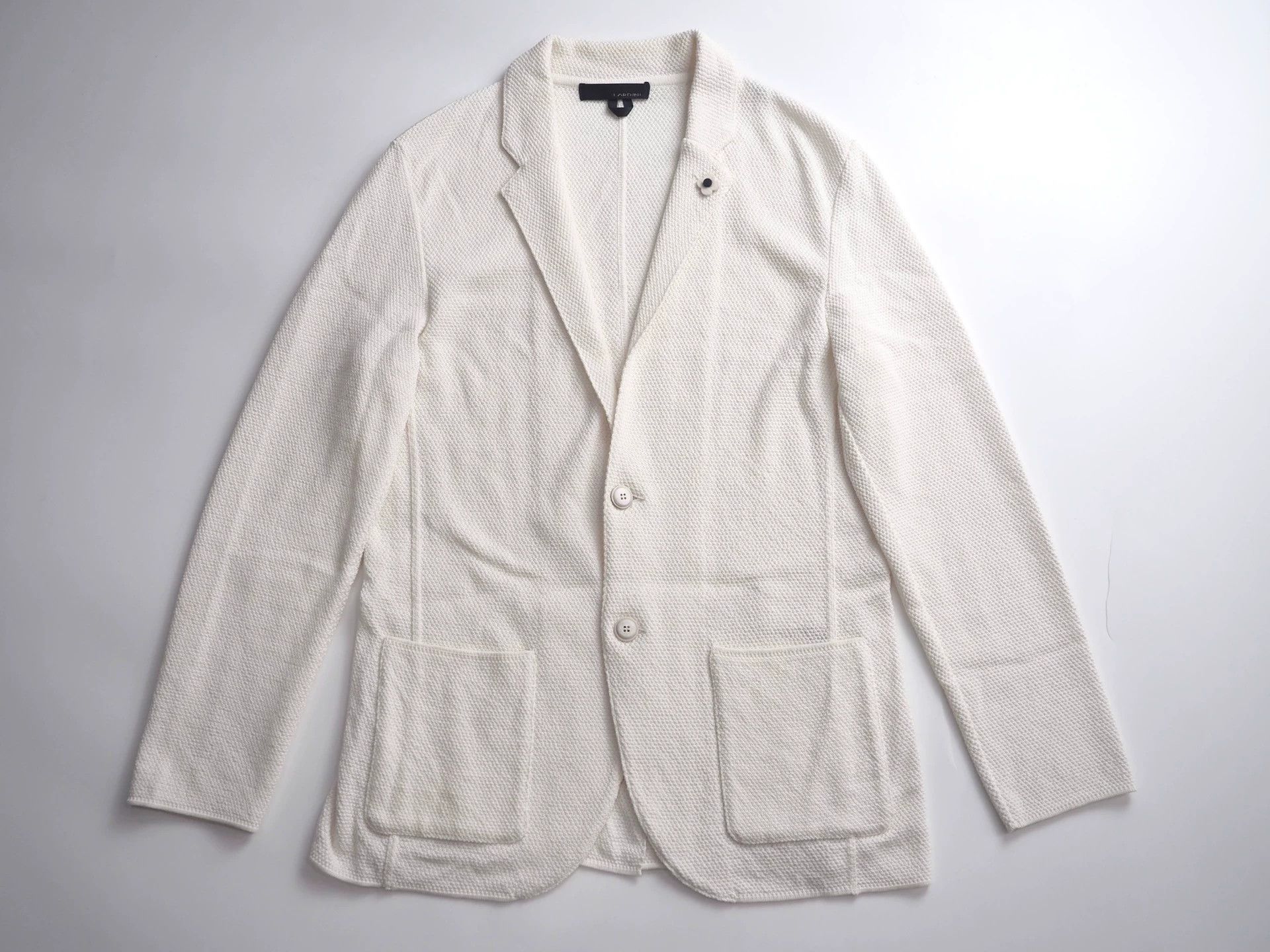 Lardini LARDINI Italian-made white chunky-knit handmade blazer Size 36R - 1 Thumbnail