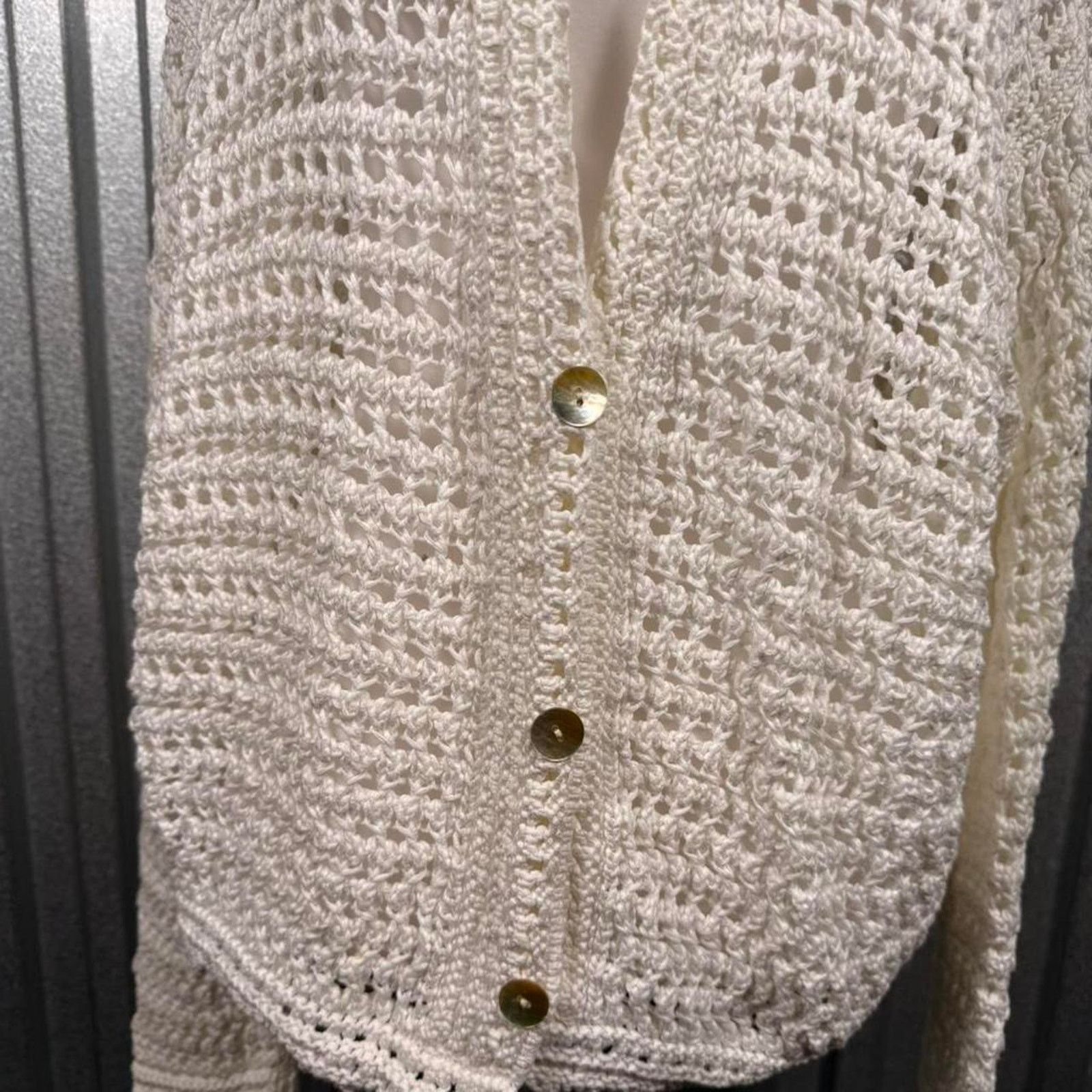 Vince Vince cream crochet cardigan length Size L / US 10 / IT 46 - 2 Thumbnail
