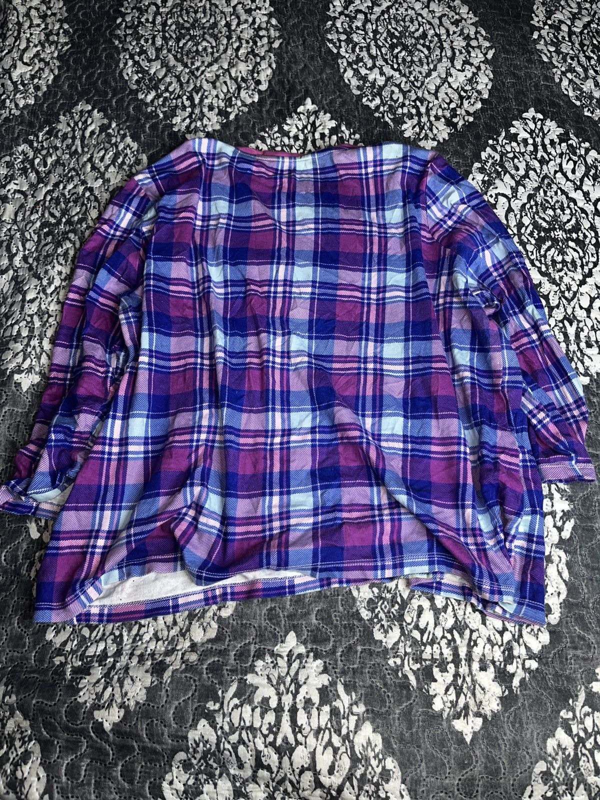 Other Kim Rogers Purple and Blue Plaid Long Sleeve Top Size XXL / US 16-18 / IT 52-54 - 4 Thumbnail