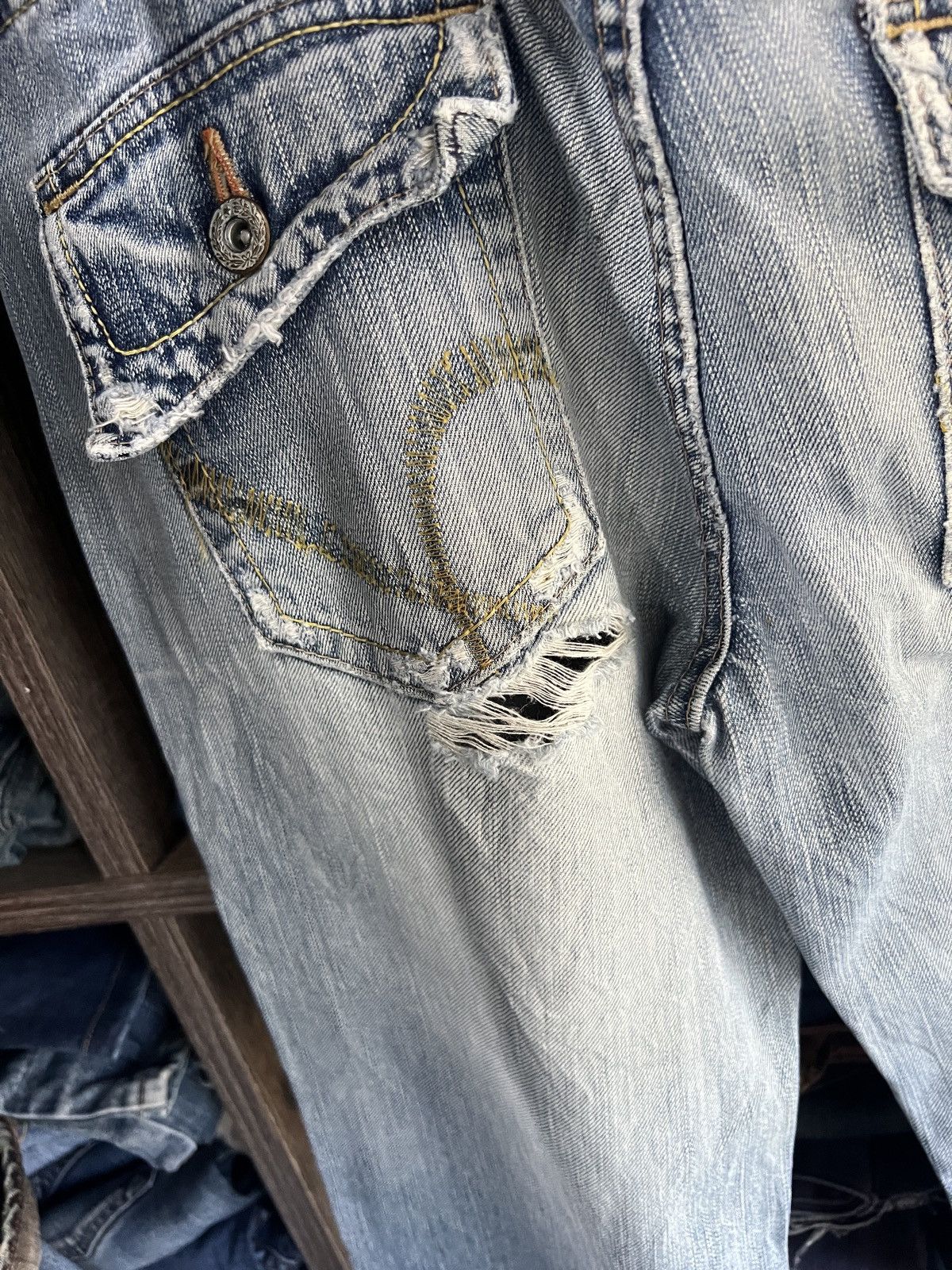 Japanese Brand 🔥Brappers Wide Leg Distressed Denim Size 31" - 13 Thumbnail