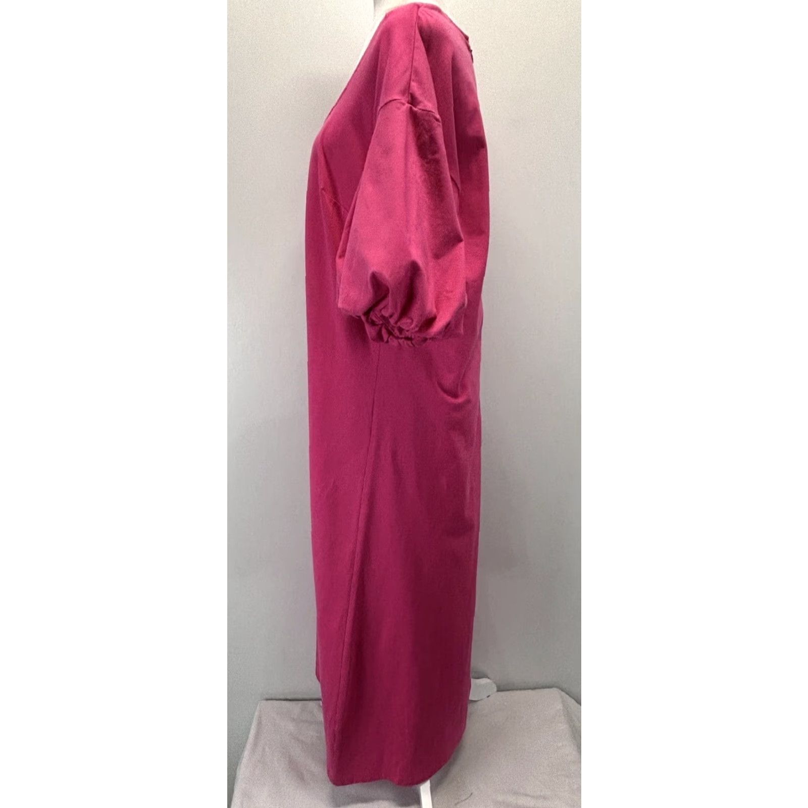 Vintage eShakti Pink Maxi Shift Dress Plus Size 1X 18W Puff Short Sleeve Women's Size 40" / US 18 - 2 Thumbnail