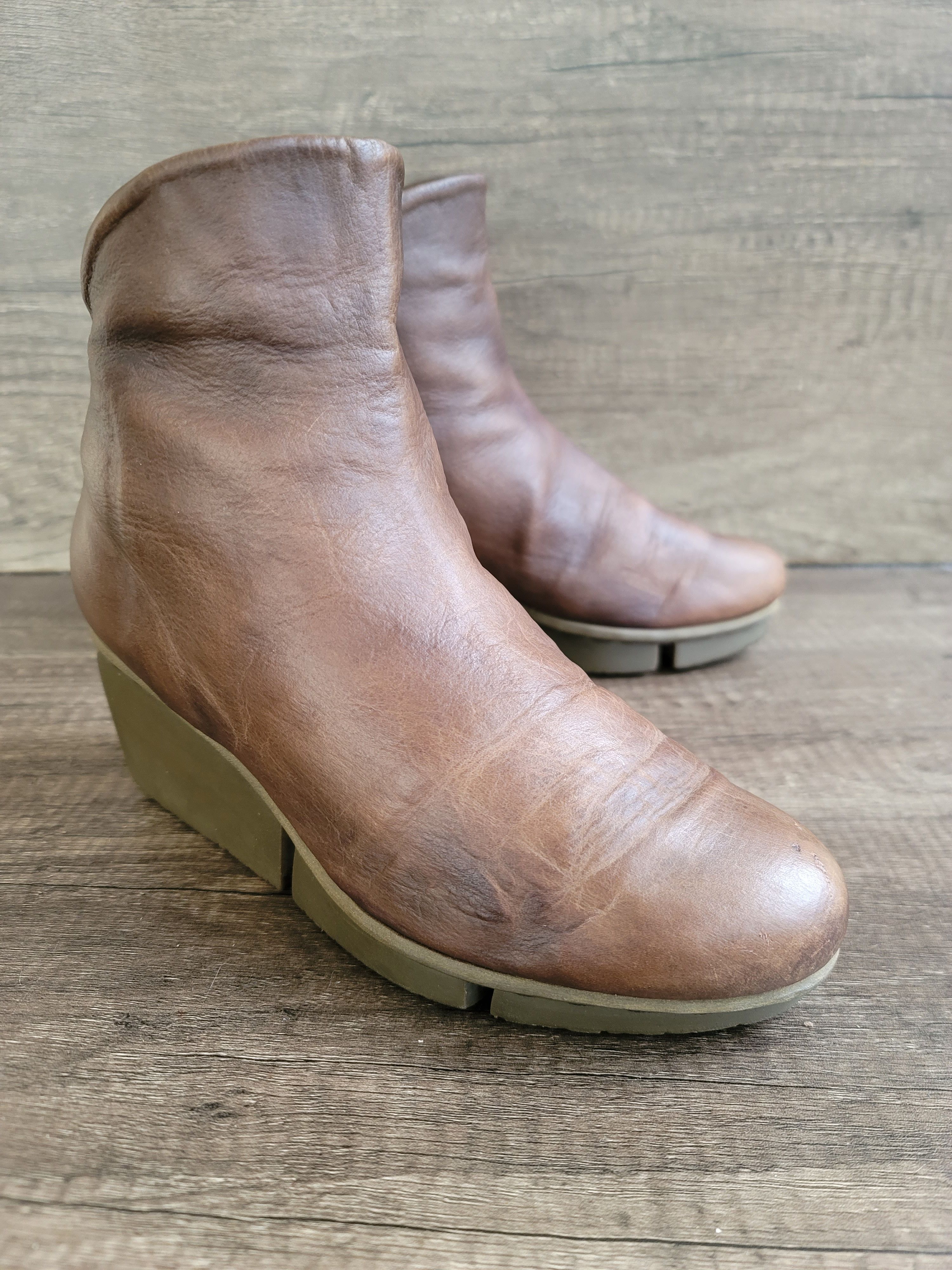 Trippen Trippen Brown Leather Platform Ankle Boots Sz 37 US 6.5-7. Size US 7 / IT 37 - 1 Thumbnail