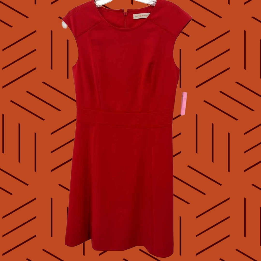 Tory Burch Tory Burch Red Short Sleeve Knee Length Dress Size 6 - Pre-Owned Size 28" / US 6 / IT 42 - 1 Thumbnail