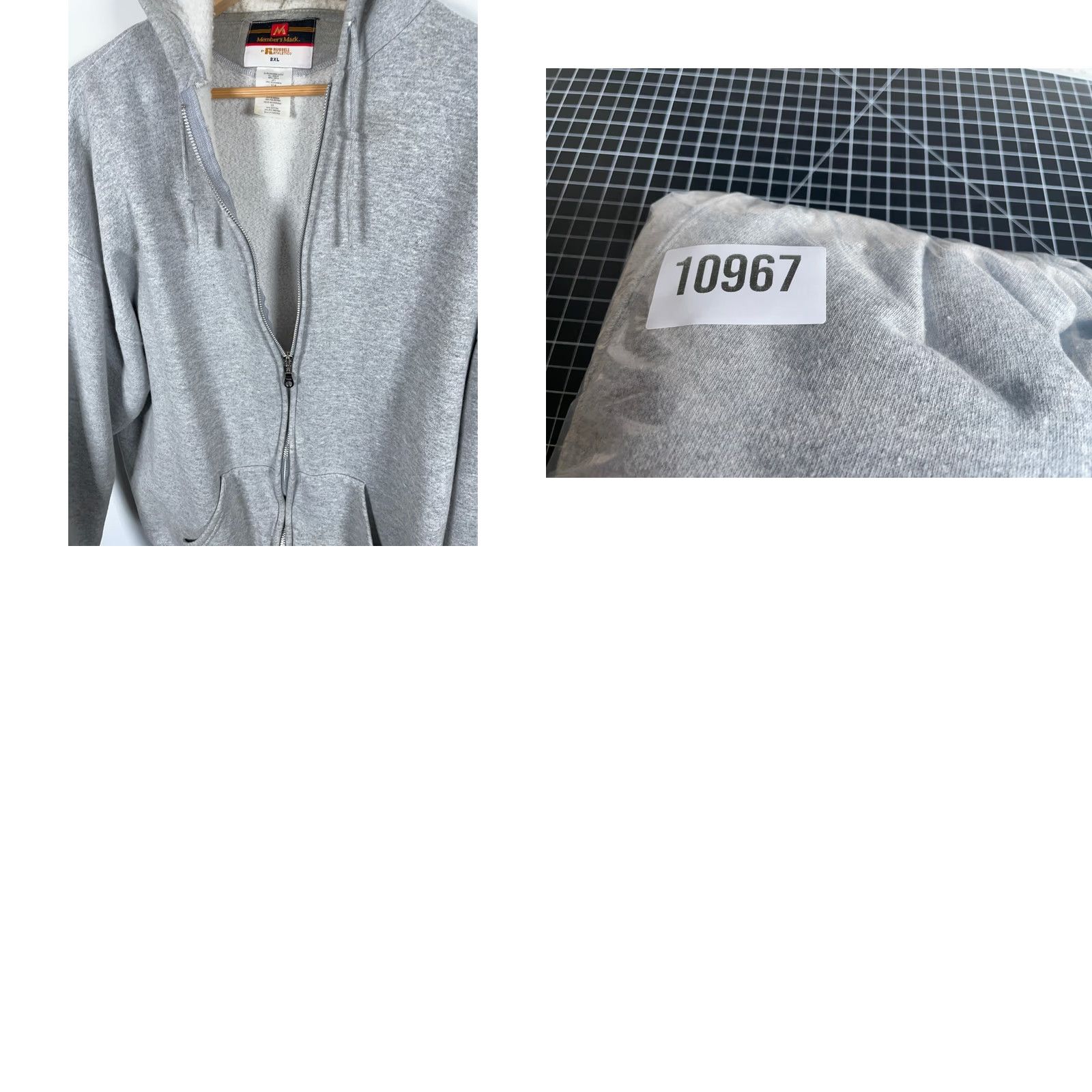 Russell Athletic VINTAGE Russell Athletic Hoodie 2XL Mens Full Zip Crew Neck Heather Gray Sweatshirt Member's Mark Retro Logo Heavyweight Cotton Polyester Fleece Size US XXL / EU 58 / 5 - 9 Thumbnail