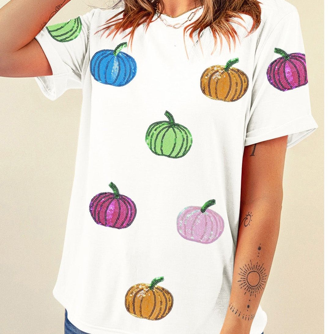 Other NWT White Sequin Pumpkin T Shirt Size S / US 4 / IT 40 - 5 Thumbnail