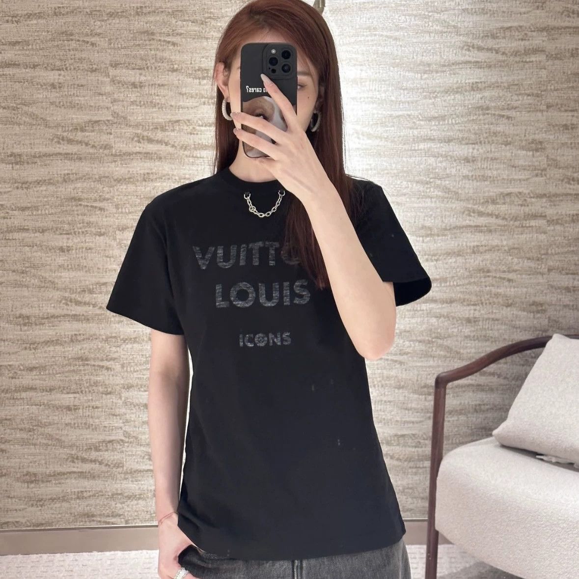 Louis Vuitton LV chain slogan short sleeve xxl cotton apr671 Size XXL / US 16-18 / IT 52-54 - 8 Thumbnail