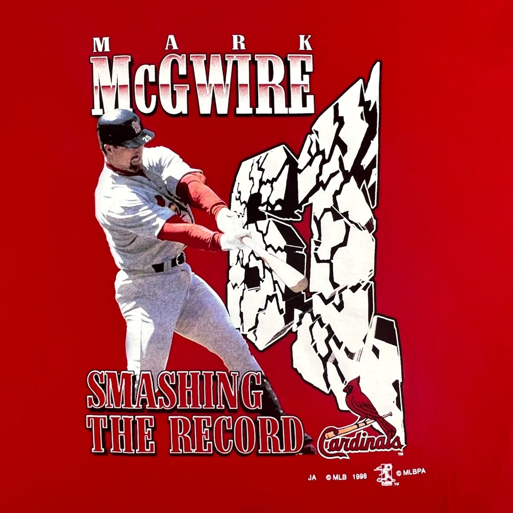 Gildan VINTAGE Mark McGwire Shirt Mens XL Red 90s Baseball Size US XL / EU 56 / 4 - 2 Thumbnail