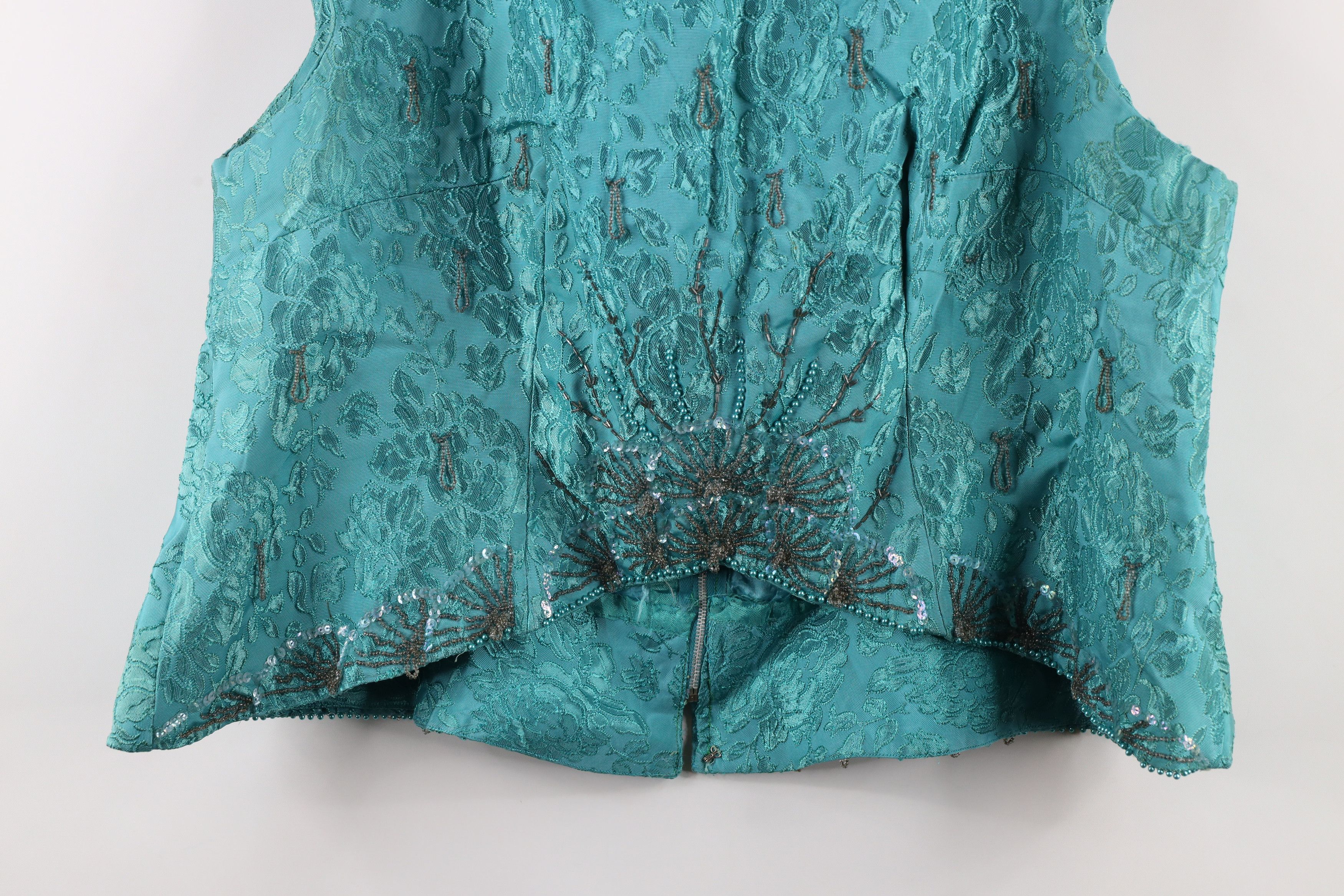 Vintage Vintage 50s 60s Rockabilly Beaded Silk Flower Blouse Top Size XL / US 12-14 / IT 48-50 - 3 Thumbnail
