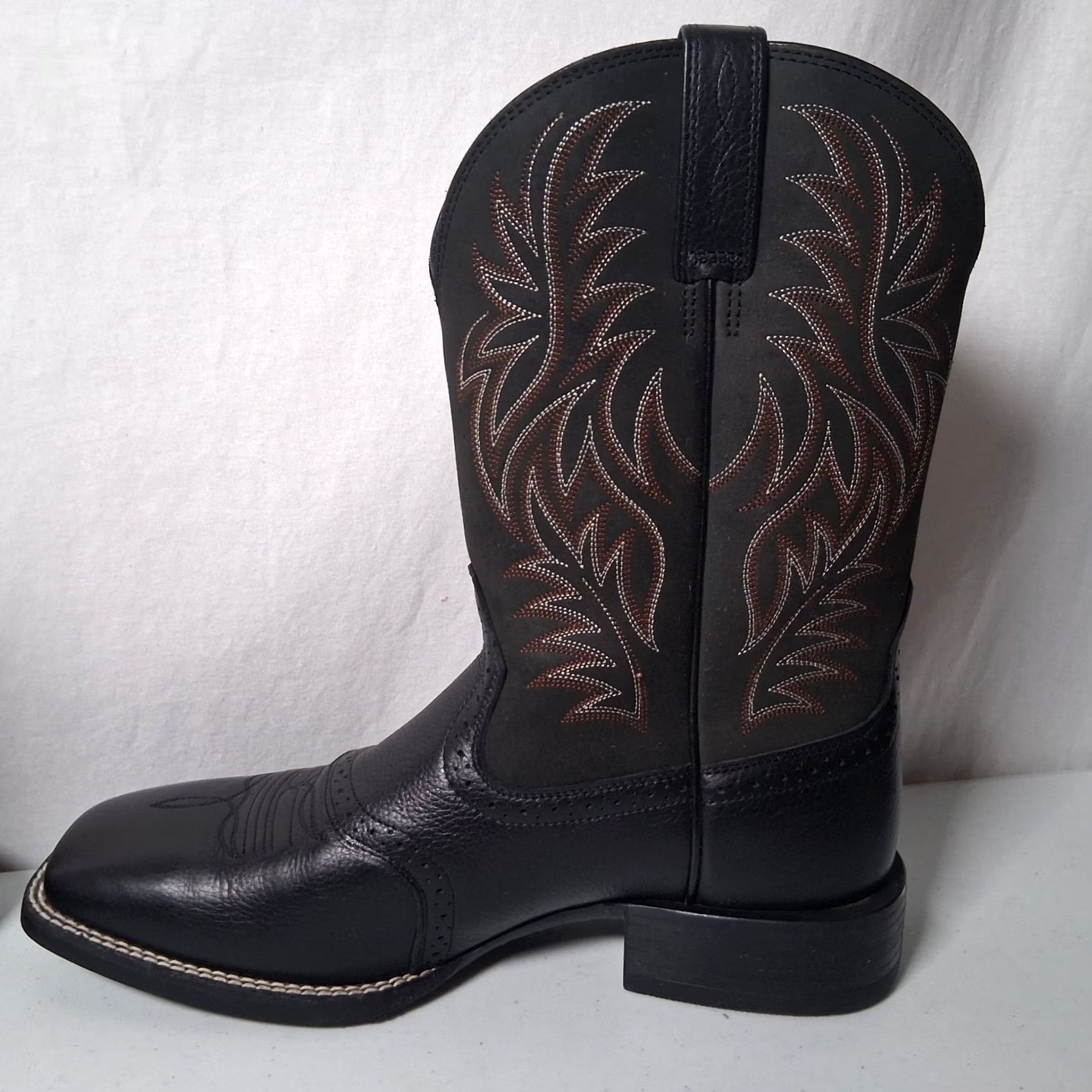Ariat Ariat Sport Western Boots Men 11 1/2 D Black Cowboy Boots Square Toe Pull On Leather Rugged Ranchwear Rodeo Casual Workwear Mens Size US 12 / EU 45 - 3 Thumbnail