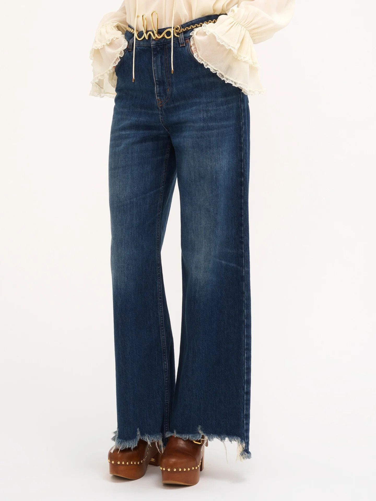 Chloe o1loc1c10226 Cropped Wide-Leg Jeans in Night Blue Size 28" / US 6 / IT 42 - 3 Thumbnail