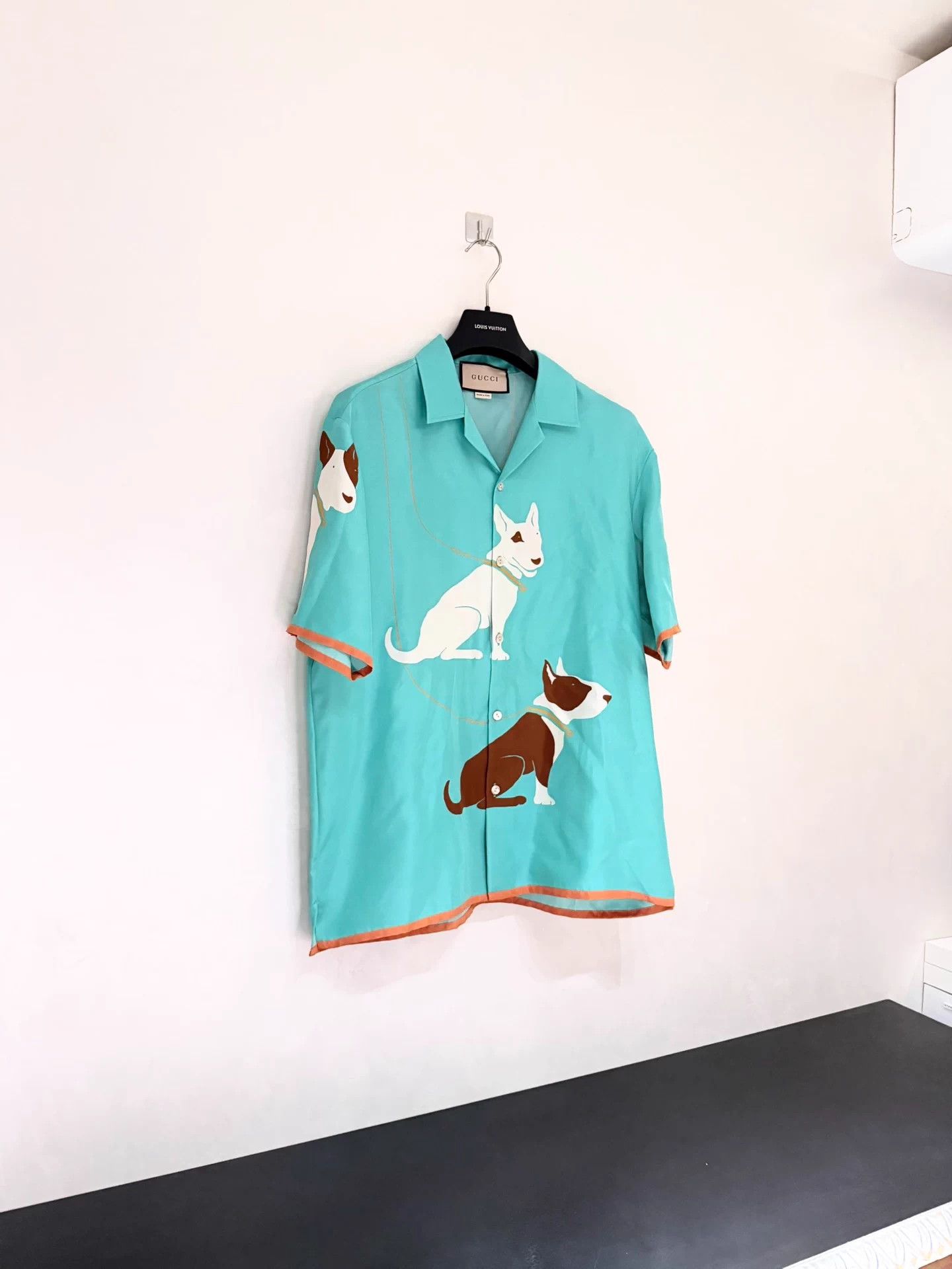 Gucci 23ss Lake Blue Dog Short Sleeve Cardigan