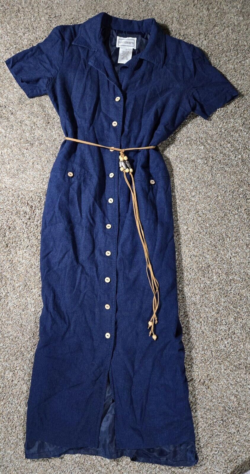 Designer Karin Stevens Vintage Button Dress With Belt sz 8 Size M / US 6-8 / IT 42-44 - 1 Thumbnail