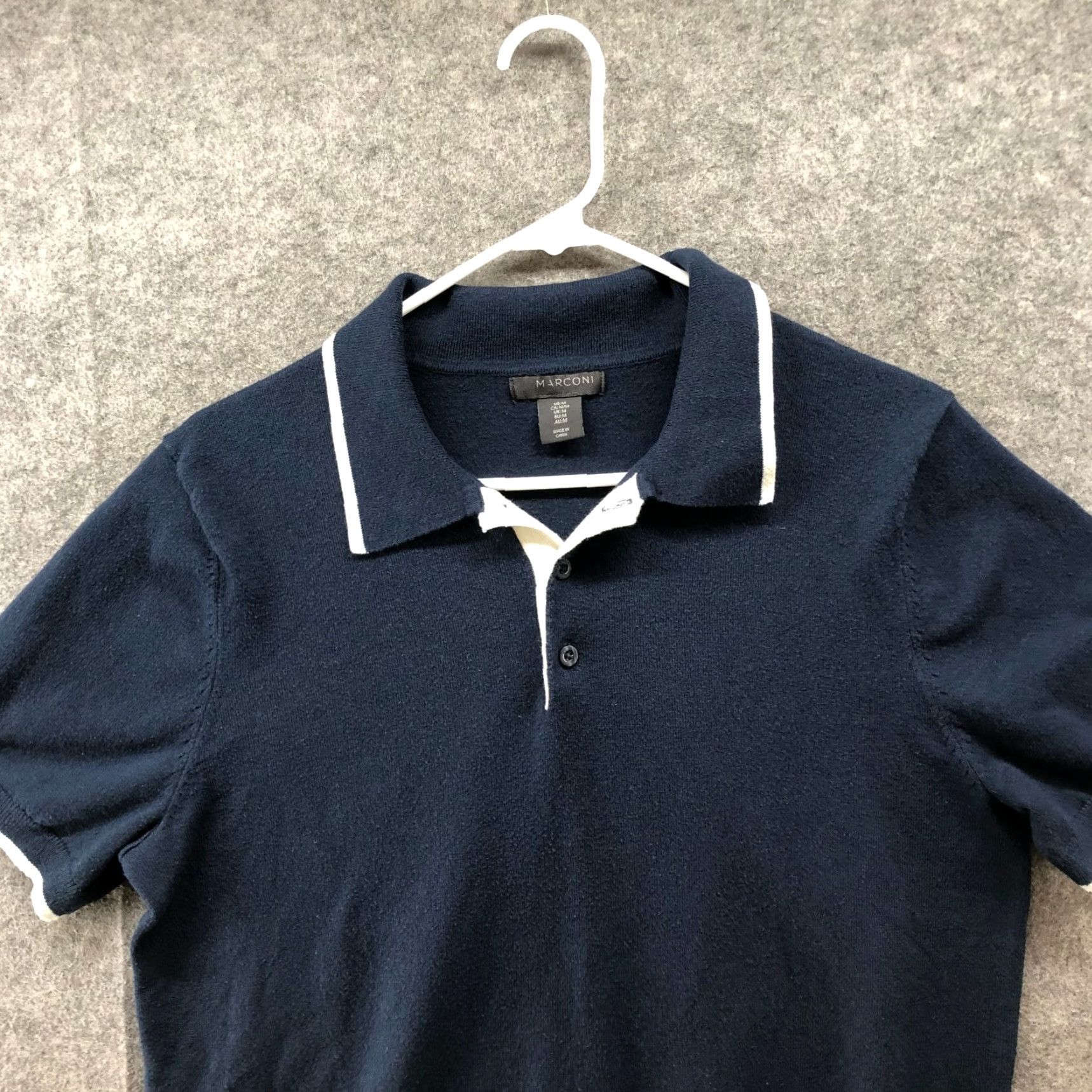 Vintage VINTAGE Marconi Tipped Polo Sweater Mens M Navy Blue White Short Sleeve Knit Size US M / EU 48-50 / 2 - 3 Thumbnail