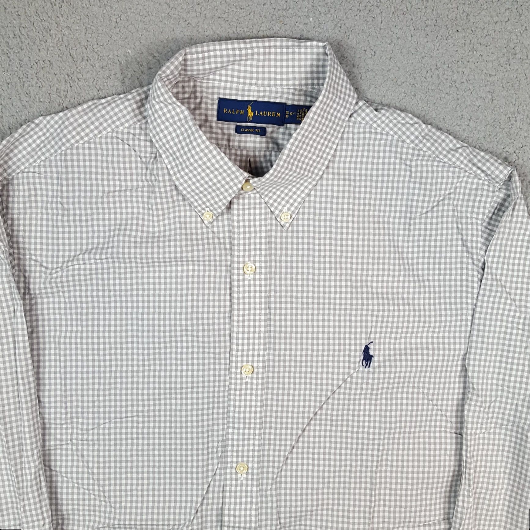 Ralph Lauren Vintage Ralph Lauren Men's Size XL Gray Gingham Plaid Button-Down Shirt Casual Workwear Retro 90s Size US XL / EU 56 / 4 - 2 Thumbnail