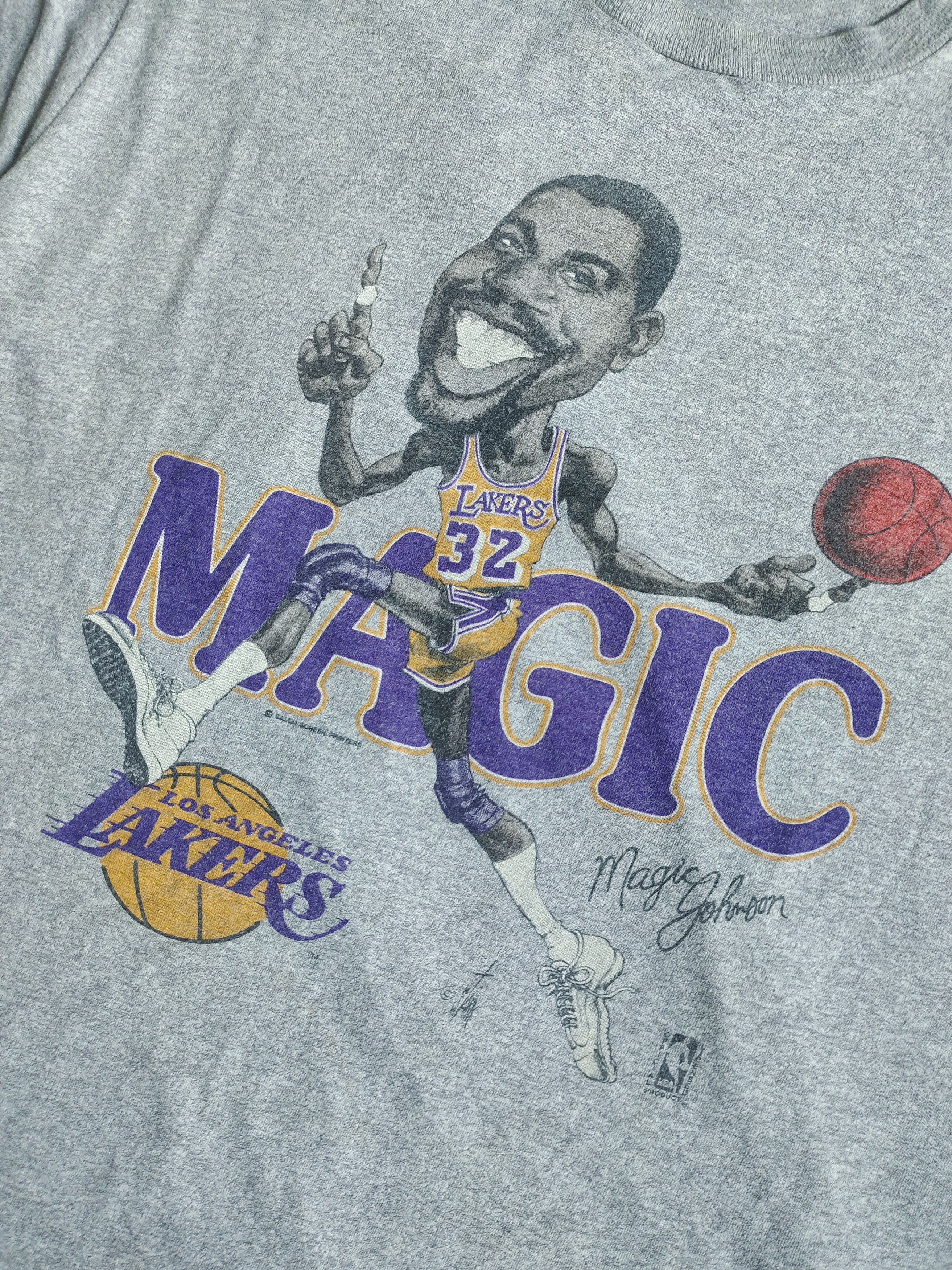 NBA × Salem Sportswear × Vintage Vintage Magic Johnson Caricature 1989 T-shirt Size US XL / EU 56 / 4 - 4 Thumbnail