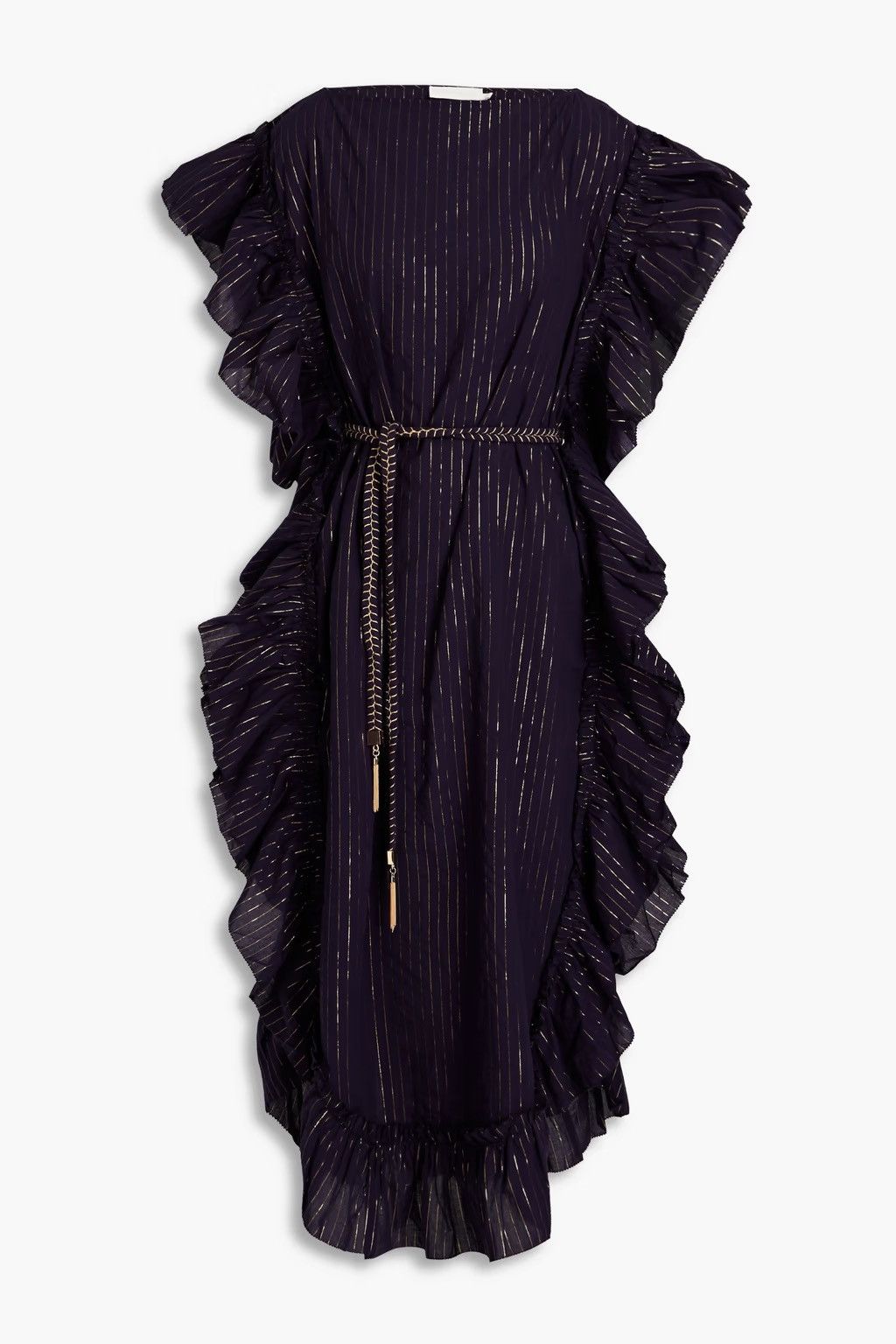 Zimmermann ZIMMERMANN Ruffled metallic striped cotton midi dress | Grailed