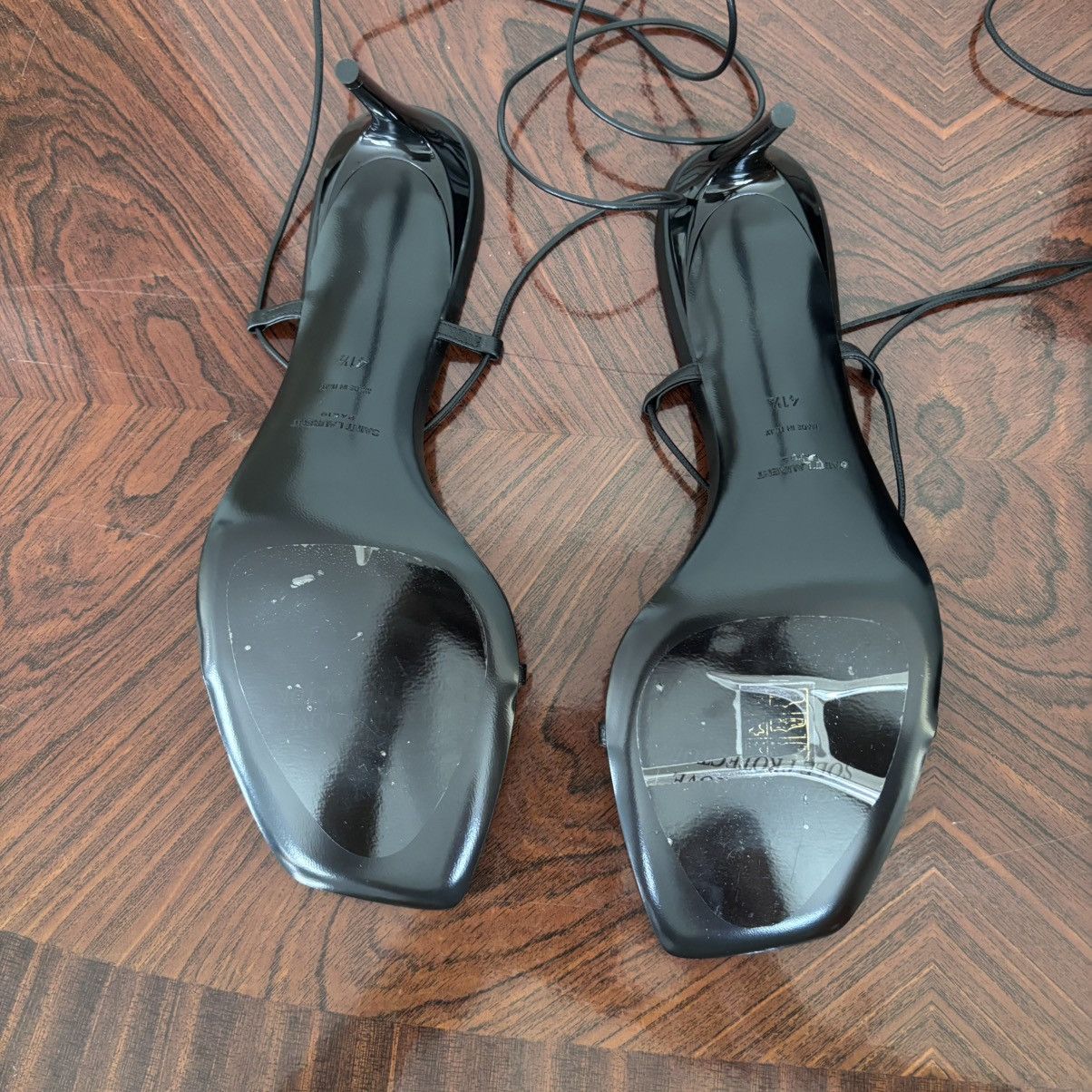 Saint Laurent Paris New SAINT LAURENT Minimalist Black Leather Sandal Heels Size US 11.5 / IT 41.5 - 9 Thumbnail