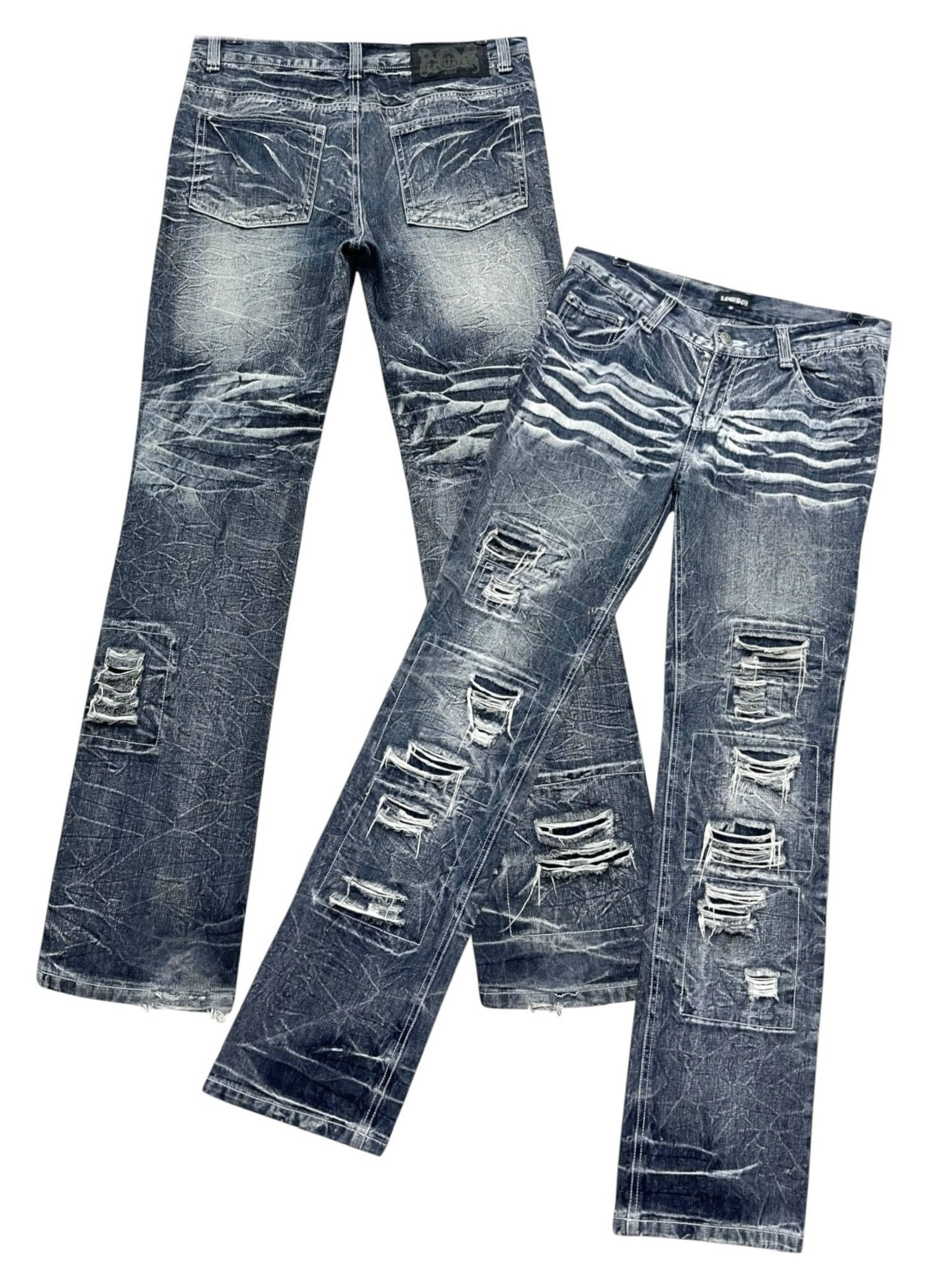 【LOWBOX】 Damage Design Denim LOWBOX Nice Design‼️“LOWBOX” Ripped Distressed Denim Pants