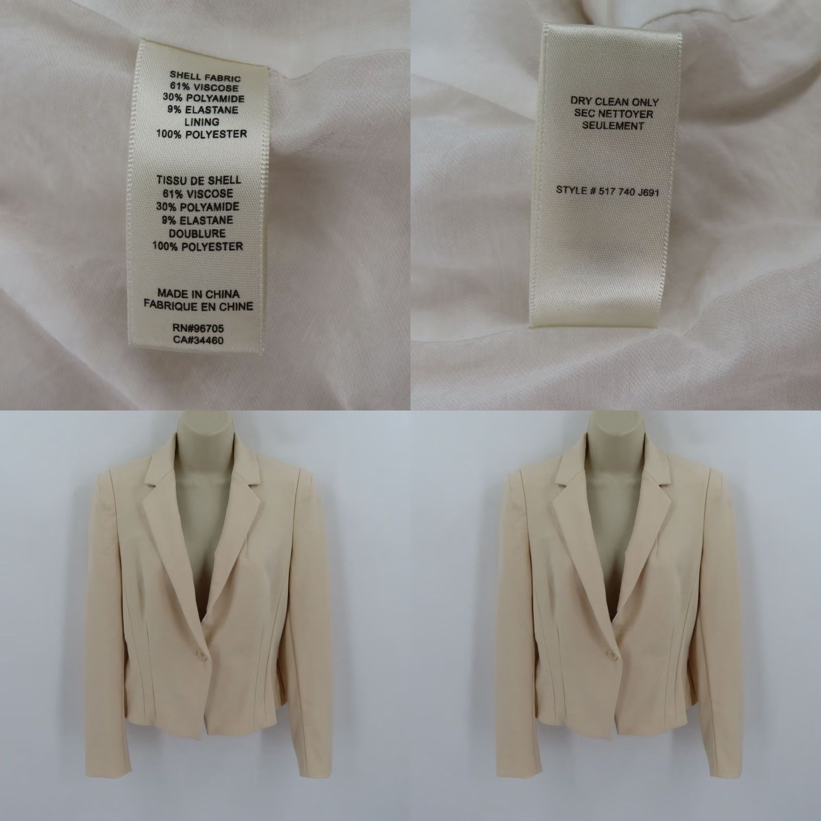Rebecca Taylor Rebecca Taylor Blazer Women 4 Solid Beige Collared One Button Suit Jacket Blazer Coat Size S / US 4 / IT 40 - 8 Thumbnail