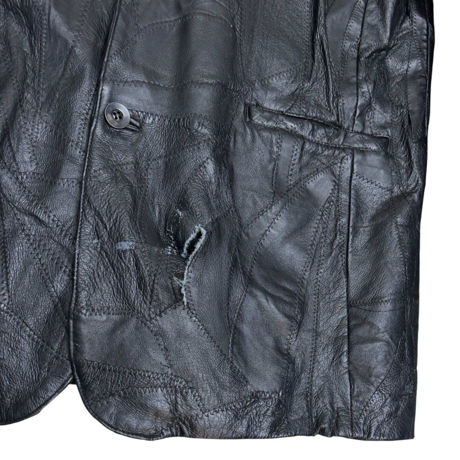 Vintage BAGAZIO Vintage Cross Stitch Genuine Leather Jacket Coat XL Size US XL / EU 56 / 4 - 6 Thumbnail