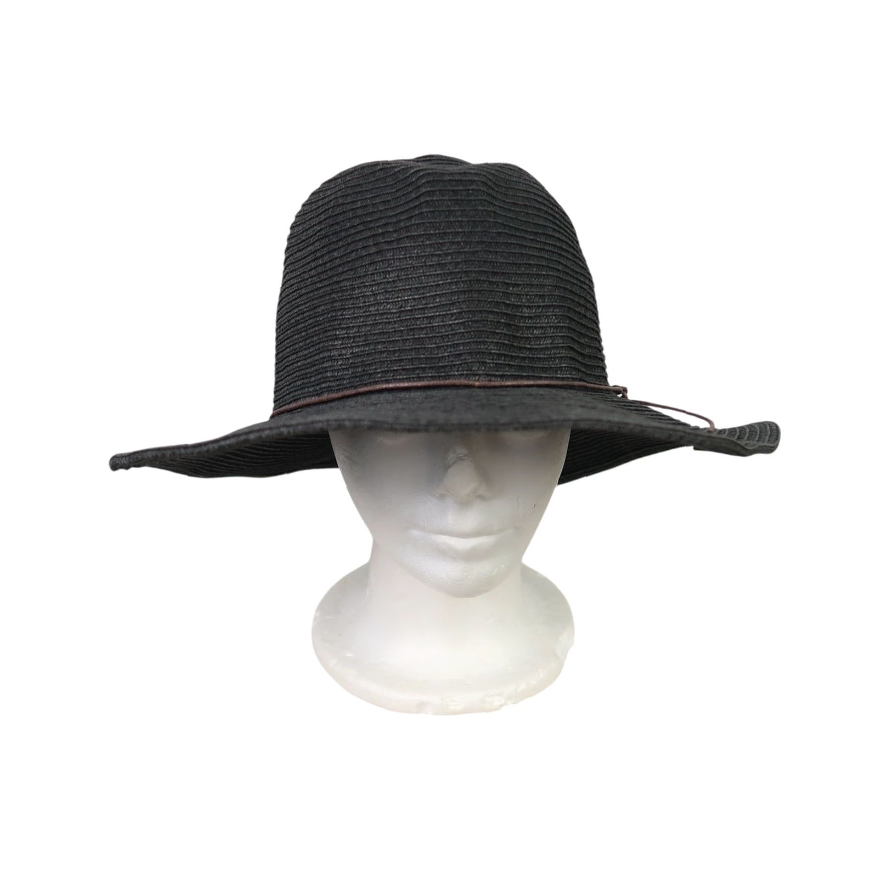 Vintage Peter Grimm Black Straw Fedora Sun Hat Women One Size Sun Hat Casual Spring Summer Women Black Fedora Straw Hat Size ONE SIZE - 2 Thumbnail