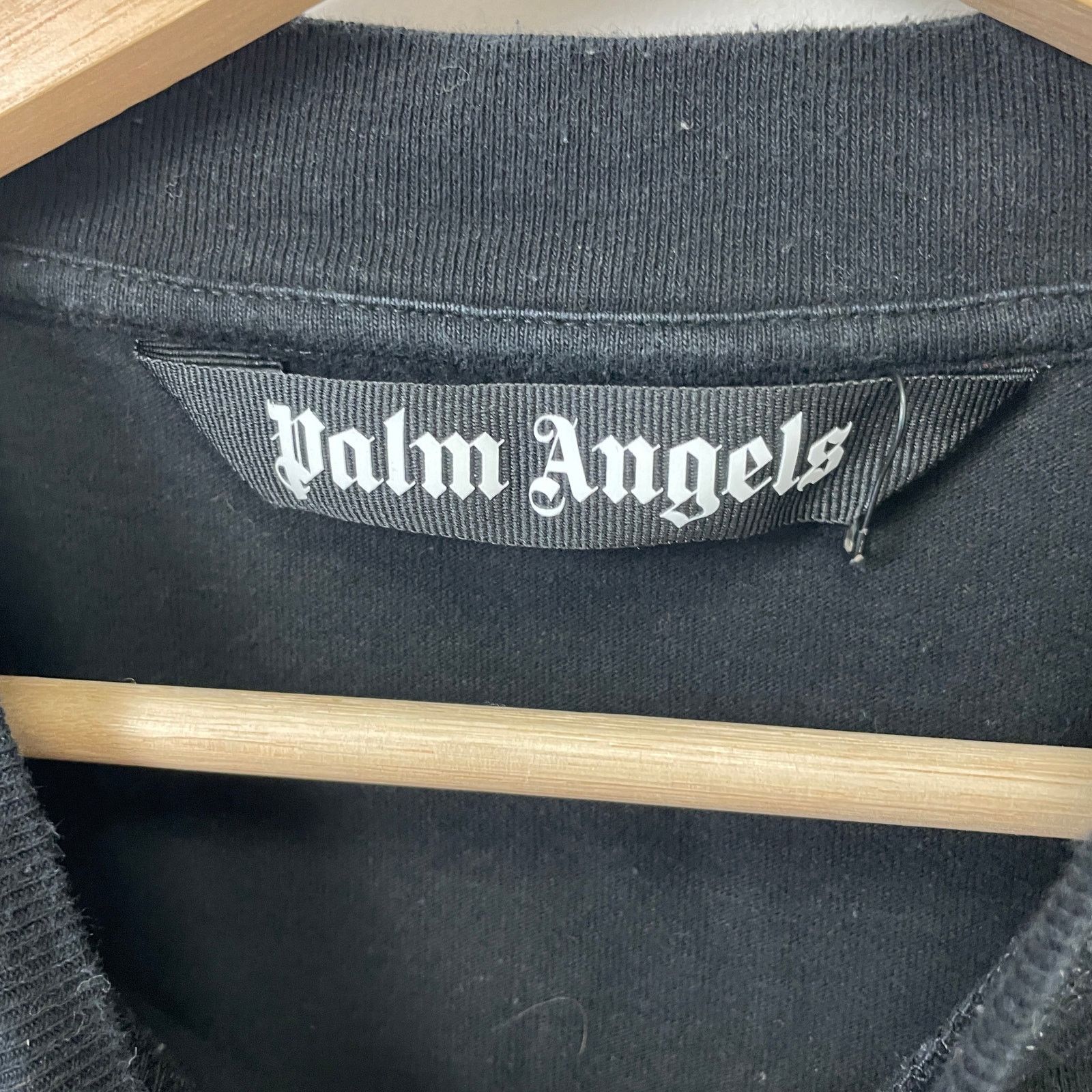 Palm angels curved back print collar logo tee