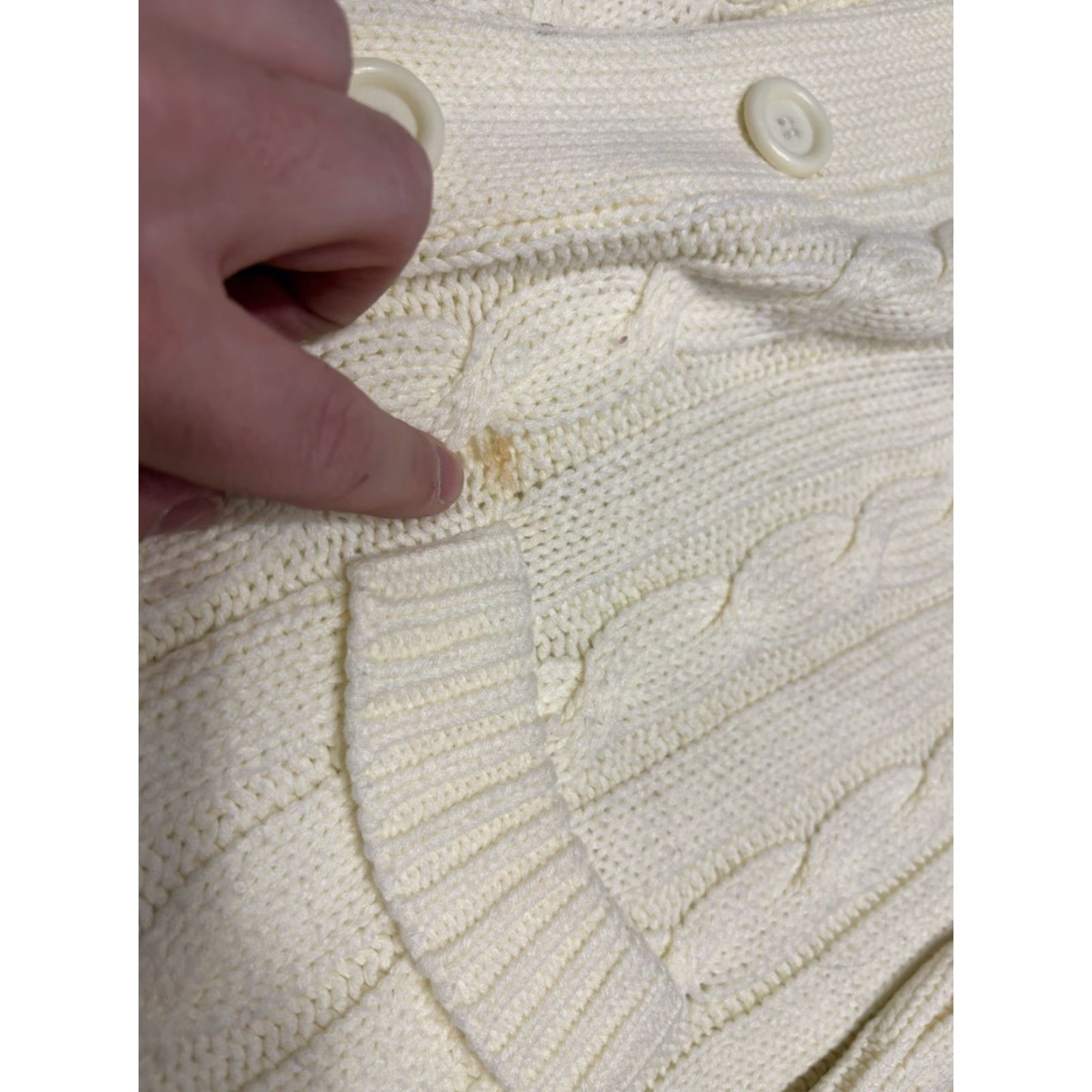 Sears VINTAGE Sears Cardigan Mens L Creme Cable Knit 70s Sweater Collared Big Collar B6 Size US L / EU 52-54 / 3 - 2 Thumbnail