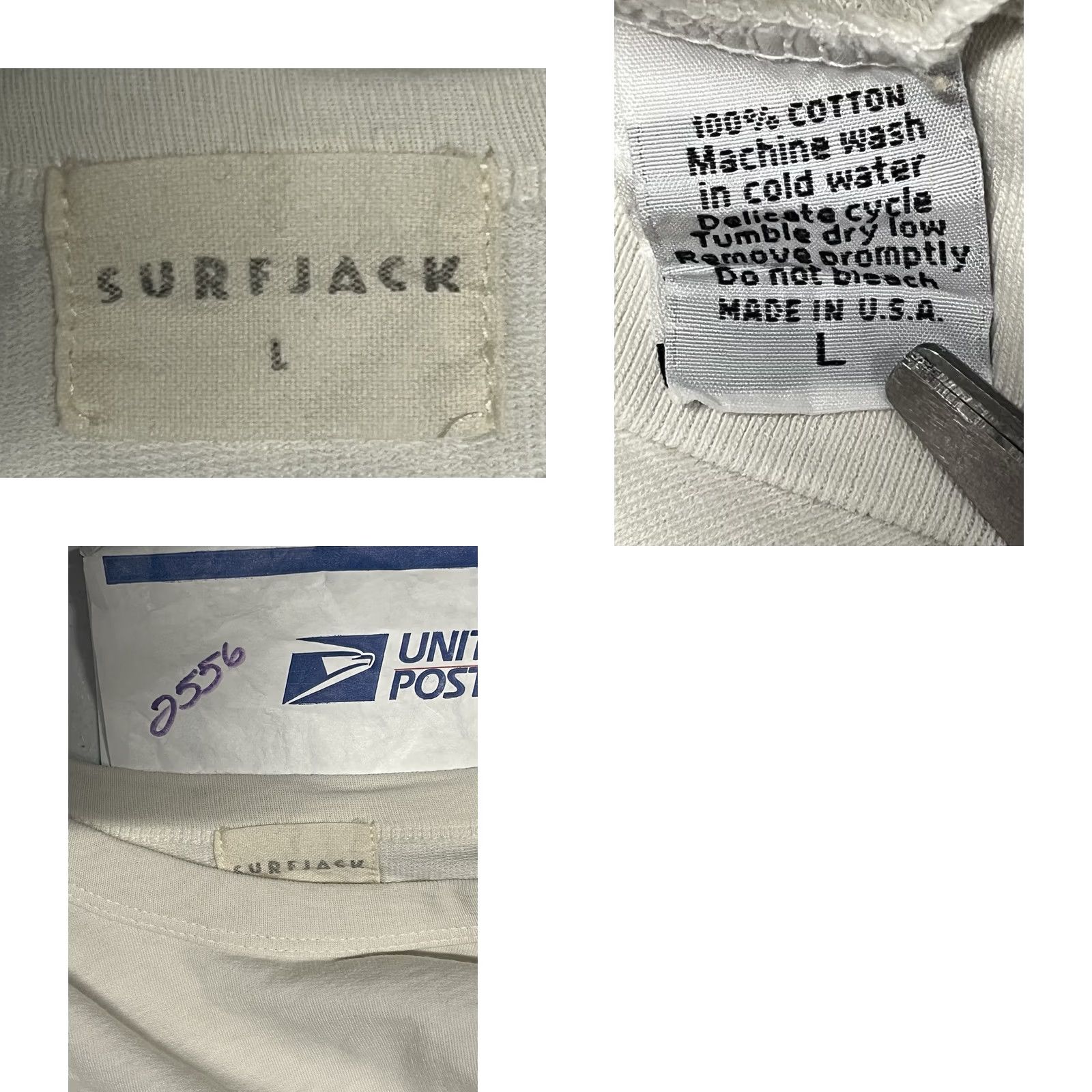 Logo 7 Surf Jack T-Shirt Long Sleeve White Large Logo Made In USA Distressed Mens L Regular Shirt Size US L / EU 52-54 / 3 - 8 Thumbnail