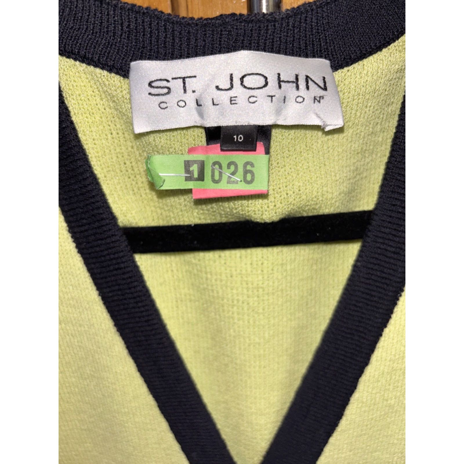 St. John VINTAGE St. John Collection Cardigan Green Knit Wool Blend Pockets 10 Size L / US 10 / IT 46 - 3 Thumbnail