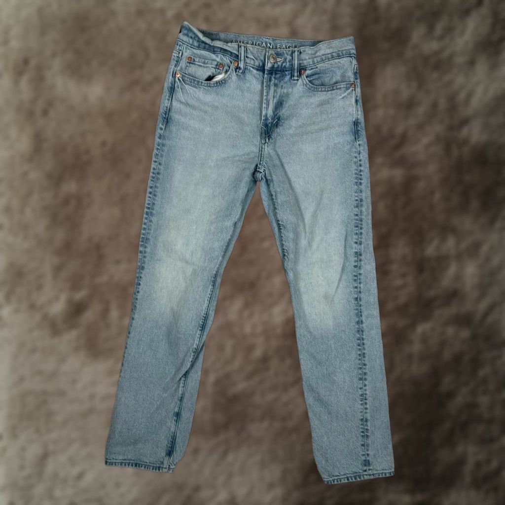 American Eagle Outfitters American Eagle Jeans Mens 30x32 Blue Original Straight Light Wash Denim Size US 30 / EU 46 - 1 Thumbnail