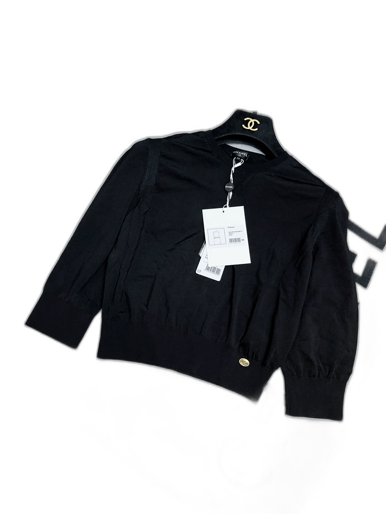 Chanel Chanel 20A Black High-Waist Knit Top Size M / US 6-8 / IT 42-44 - 1 Thumbnail