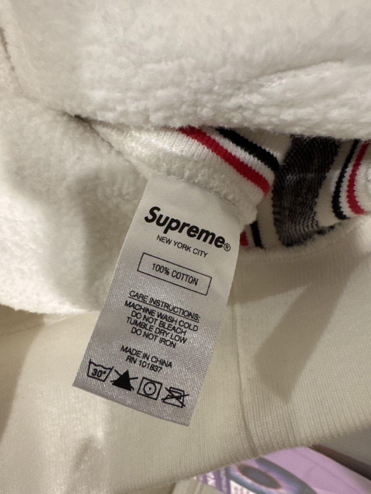 Supreme FW19 Supreme Text Rib Hooded sweatshirt Size M White Hoodie Size US M / EU 48-50 / 2 - 6 Thumbnail