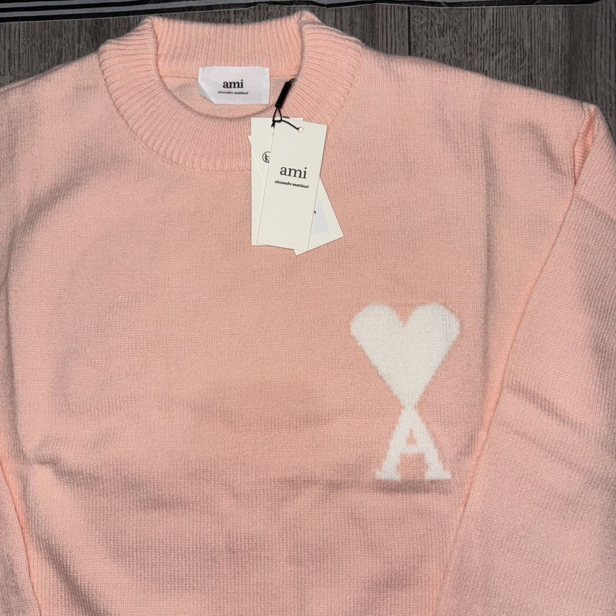 AMI Ami Paris Ami de Cœur alpaca and wool-blend sweater in pink Size S / US 4 / IT 40 - 3 Thumbnail