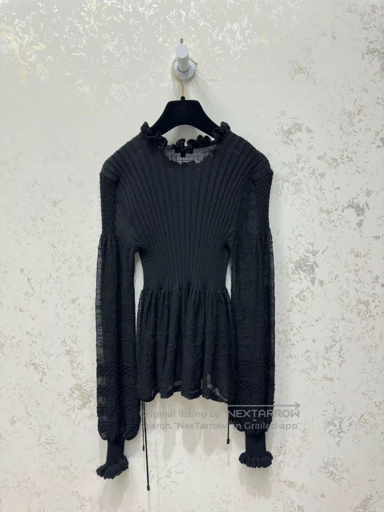 Chanel Chanel Black elastic knitted lace collar puff sleeves Size XXS / US 00 / IT 34 - 2 Thumbnail