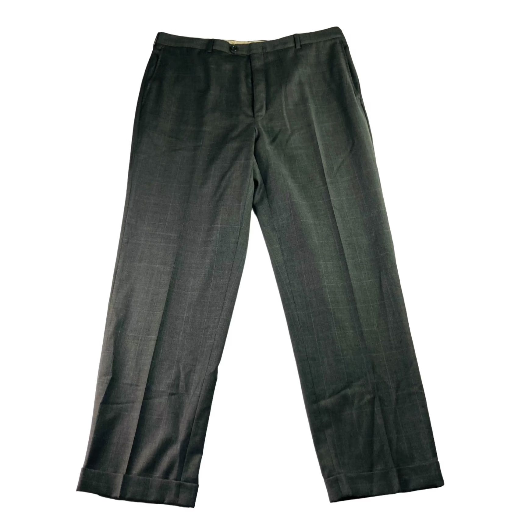 Vintage Hickey Freeman Men's Dress Pants Flat Front Plaid Gray 36x30 Size US 36 / EU 52 - 2 Thumbnail