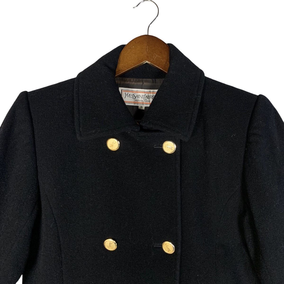 Yves Saint Laurent Luxury Yves Saint Lauren Wool Double Breasted Coat Size S Size S / US 4 / IT 40 - 2 Thumbnail