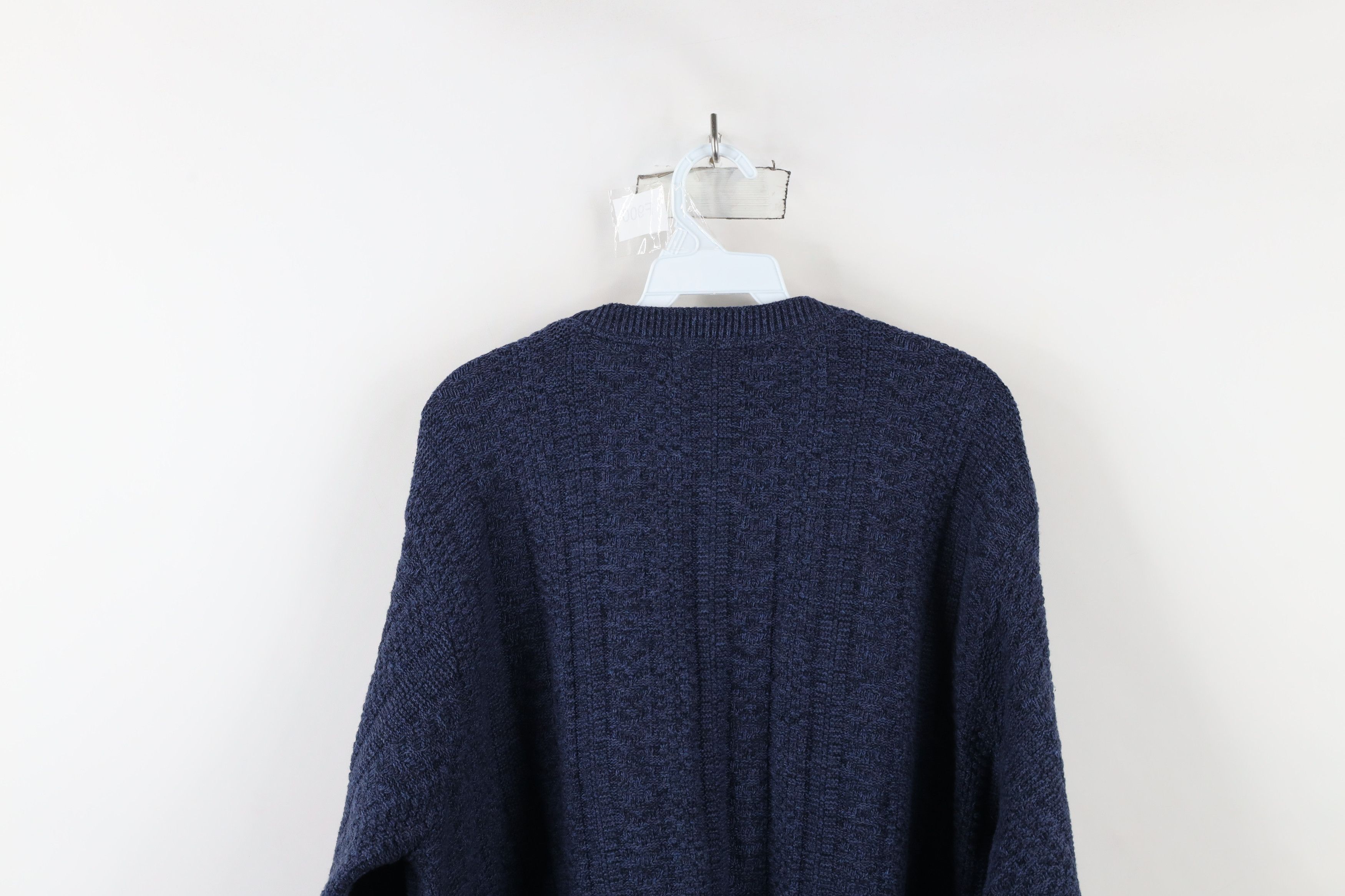 Vintage Vintage 90s Streetwear Framed Textured Knit Sweater Blue Size US L / EU 52-54 / 3 - 6 Thumbnail