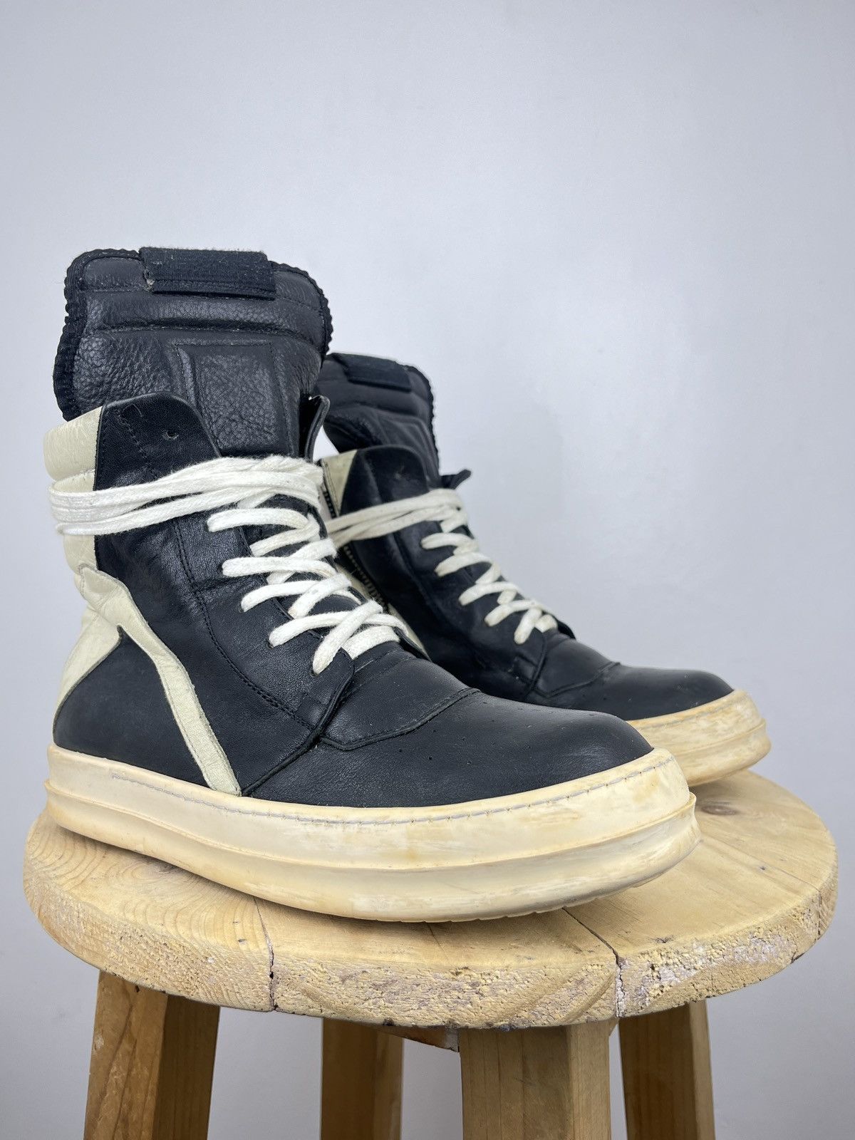 Rick Owens Geobasket High-top Leather Sneakers Size US 6 / EU 39 - 2 Thumbnail
