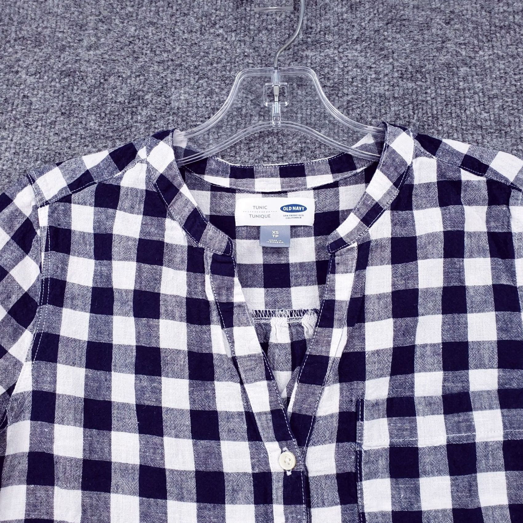 Old Navy Old Navy Womens Tunic Shirt Button Up Check Black White XS Size XS / US 0-2 / IT 36-38 - 3 Thumbnail