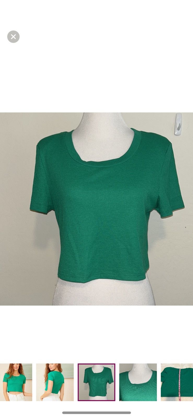 Shein Shein large solid rib knit cropped tee Size L / US 10 / IT 46 - 1 Thumbnail